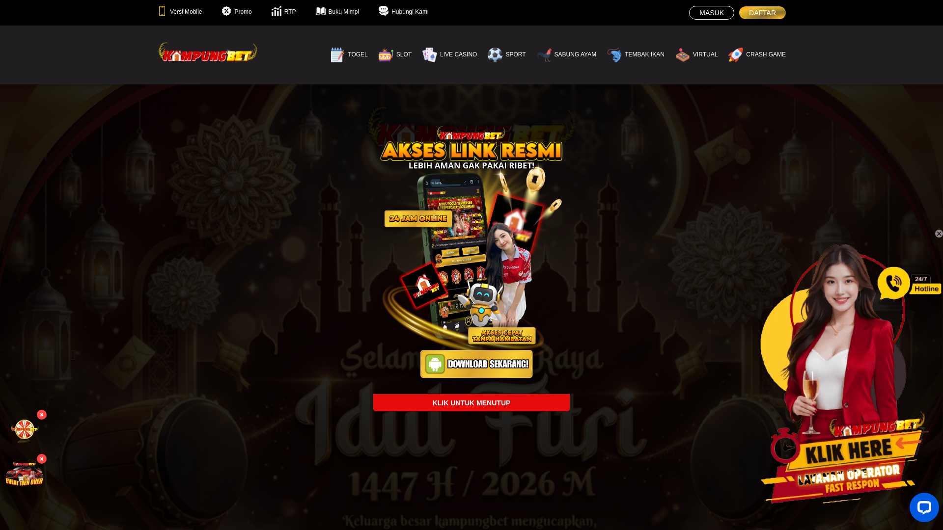 website screenshot of https://kampunglebaran.com/