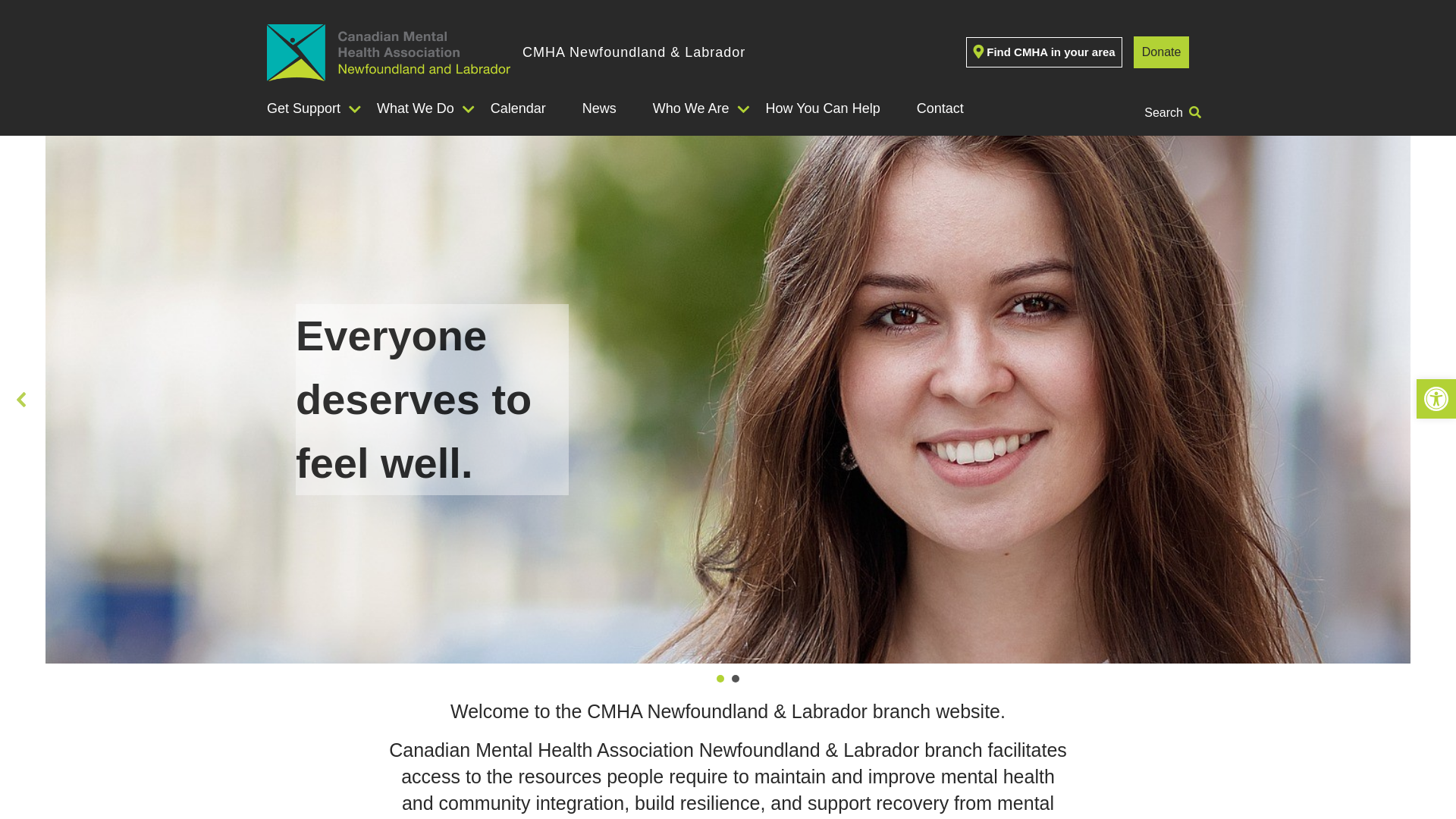 website screenshot of https://cmhanl.ca