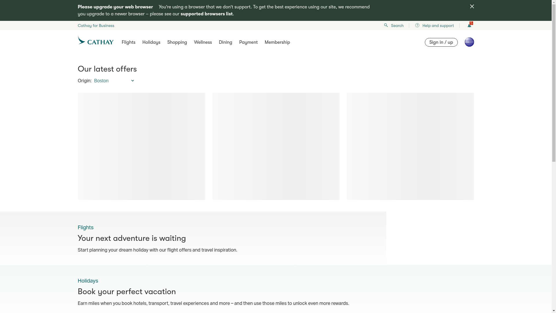 website screenshot of https://www.cathaypacific.com/