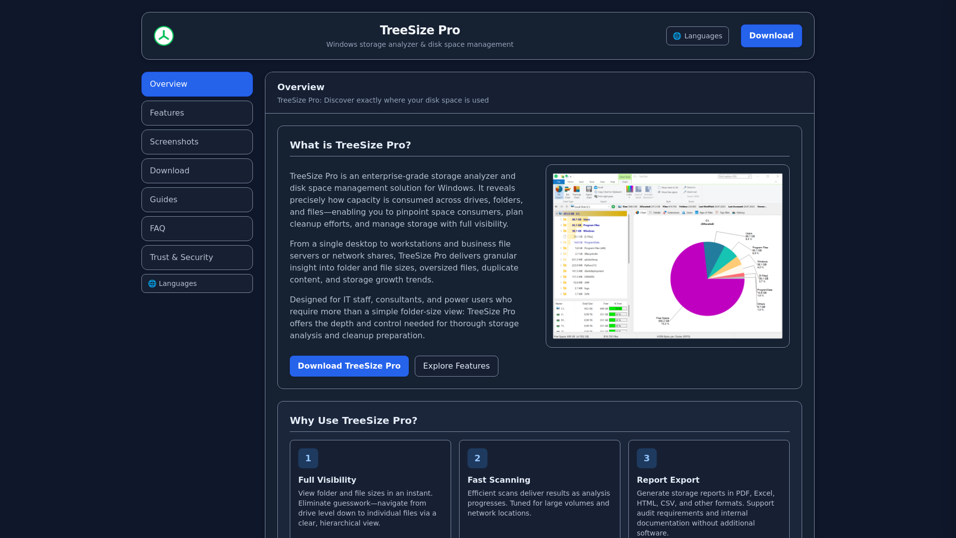 website screenshot of https://treesize.cc