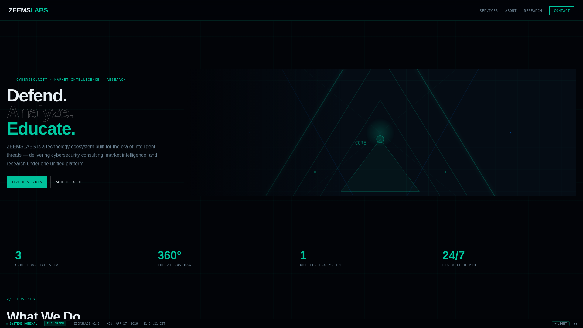 website screenshot of https://www.zeemslabs.com/