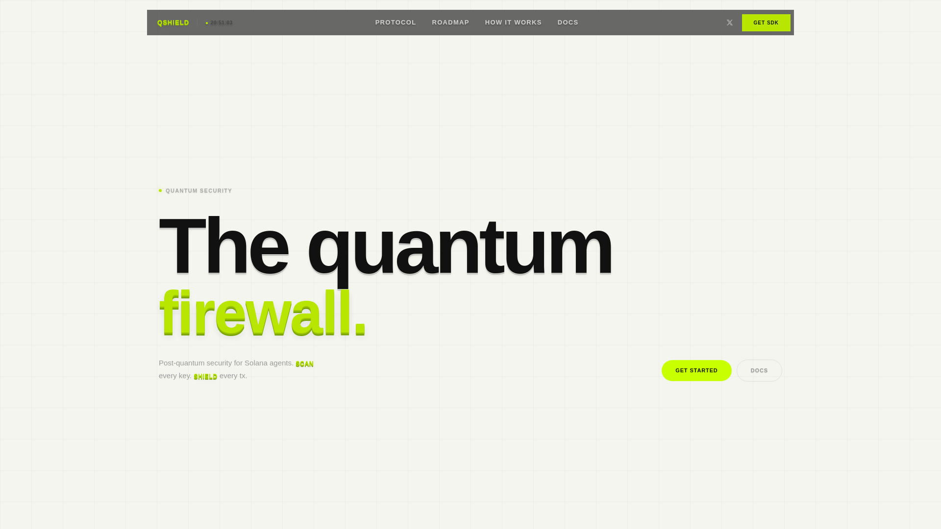 website screenshot of https://quantumshield.sh/