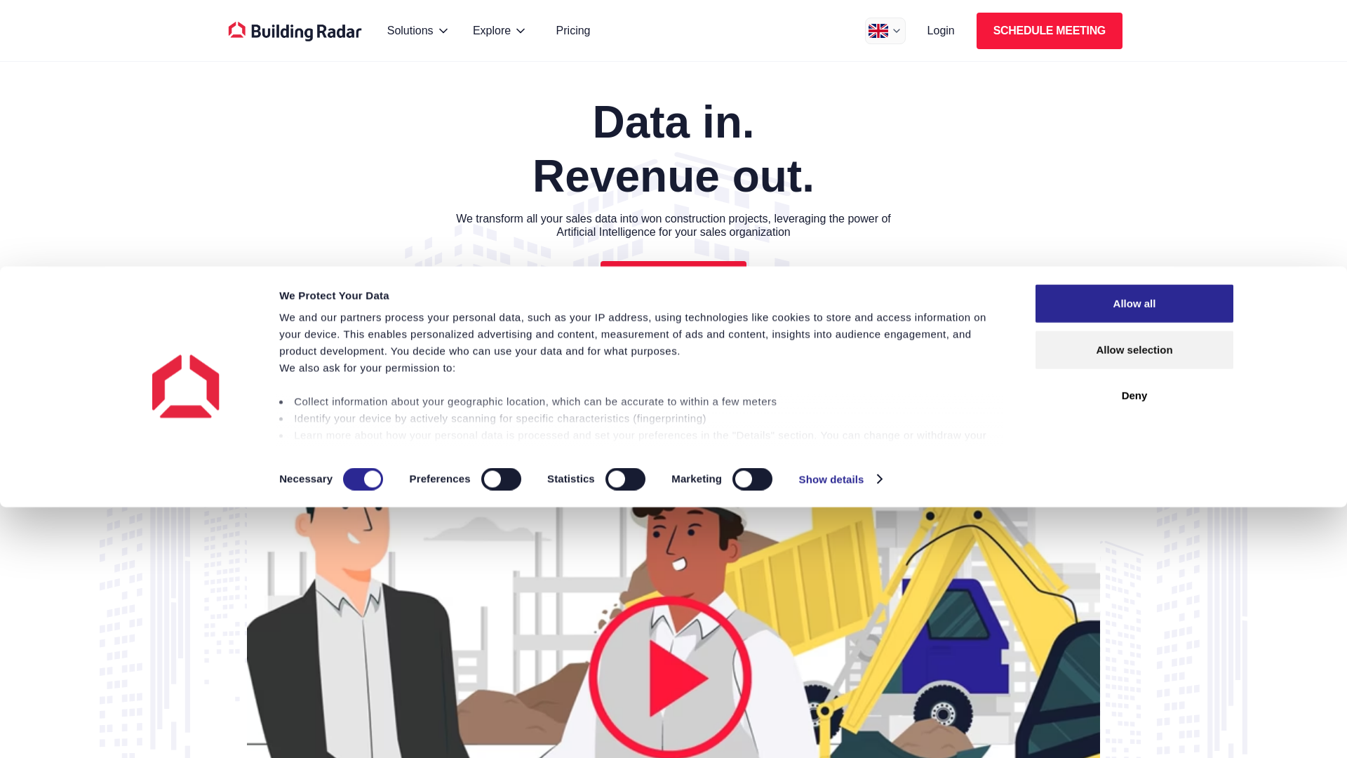 website screenshot of https://buildingradarai.com/