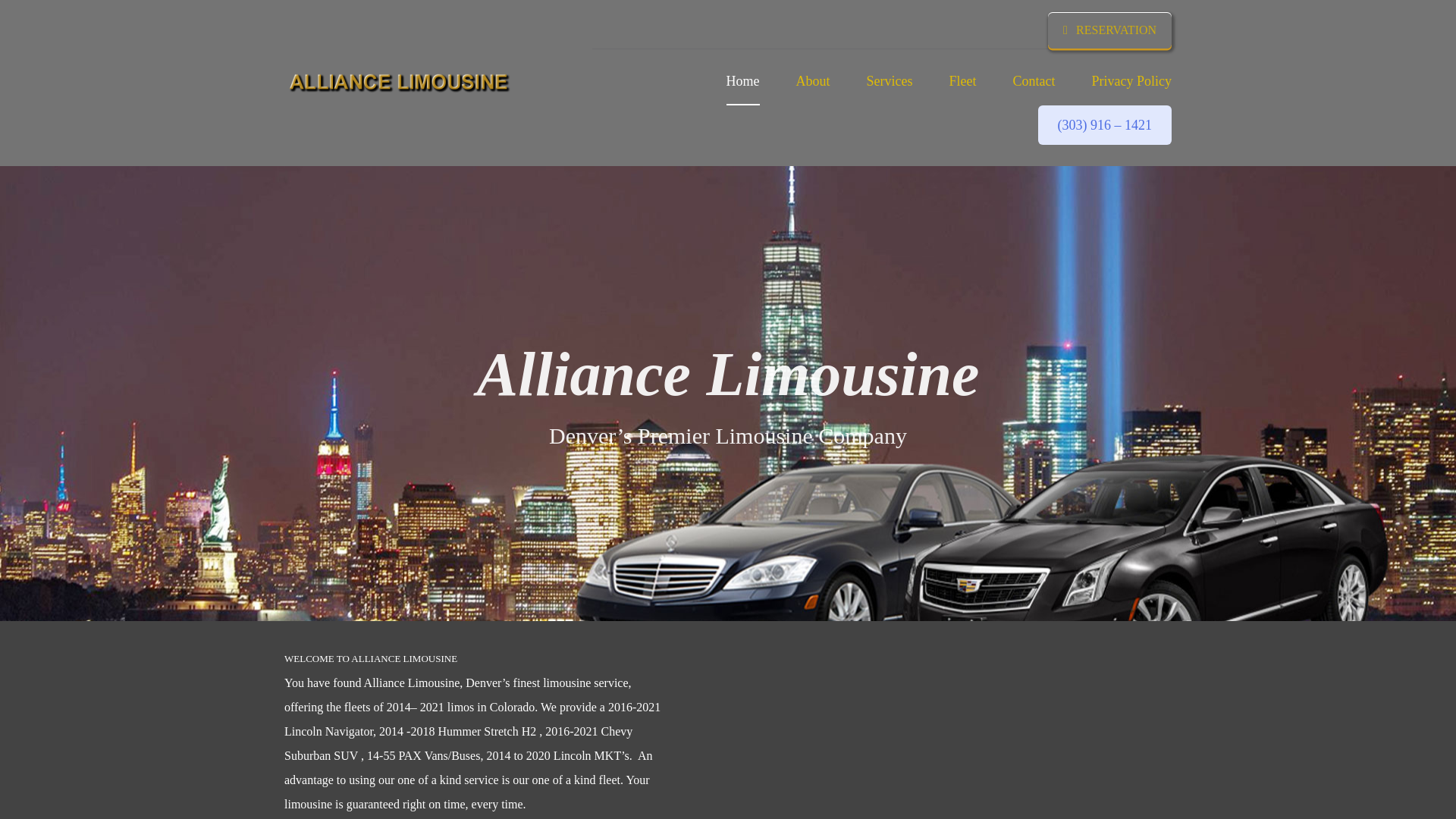 website screenshot of https://alliancelimousinedenver.com