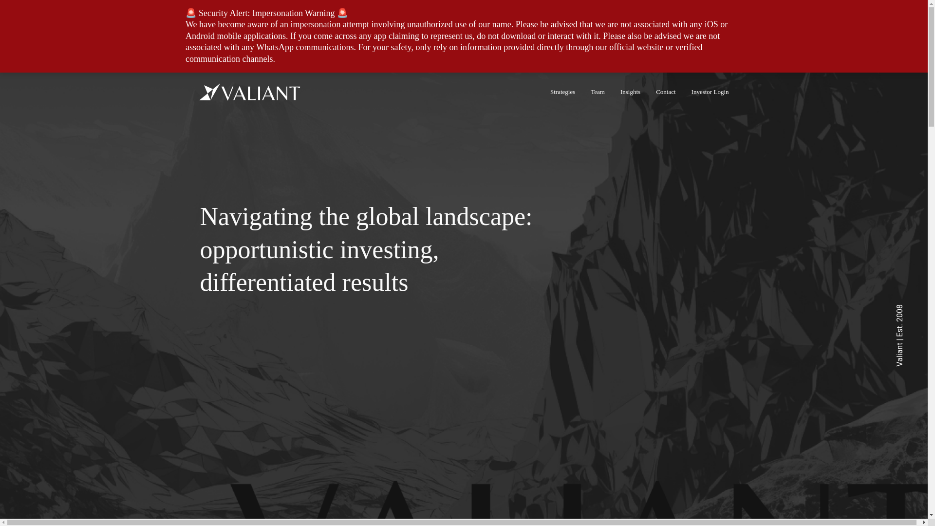 website screenshot of https://valiantcapital.biz/