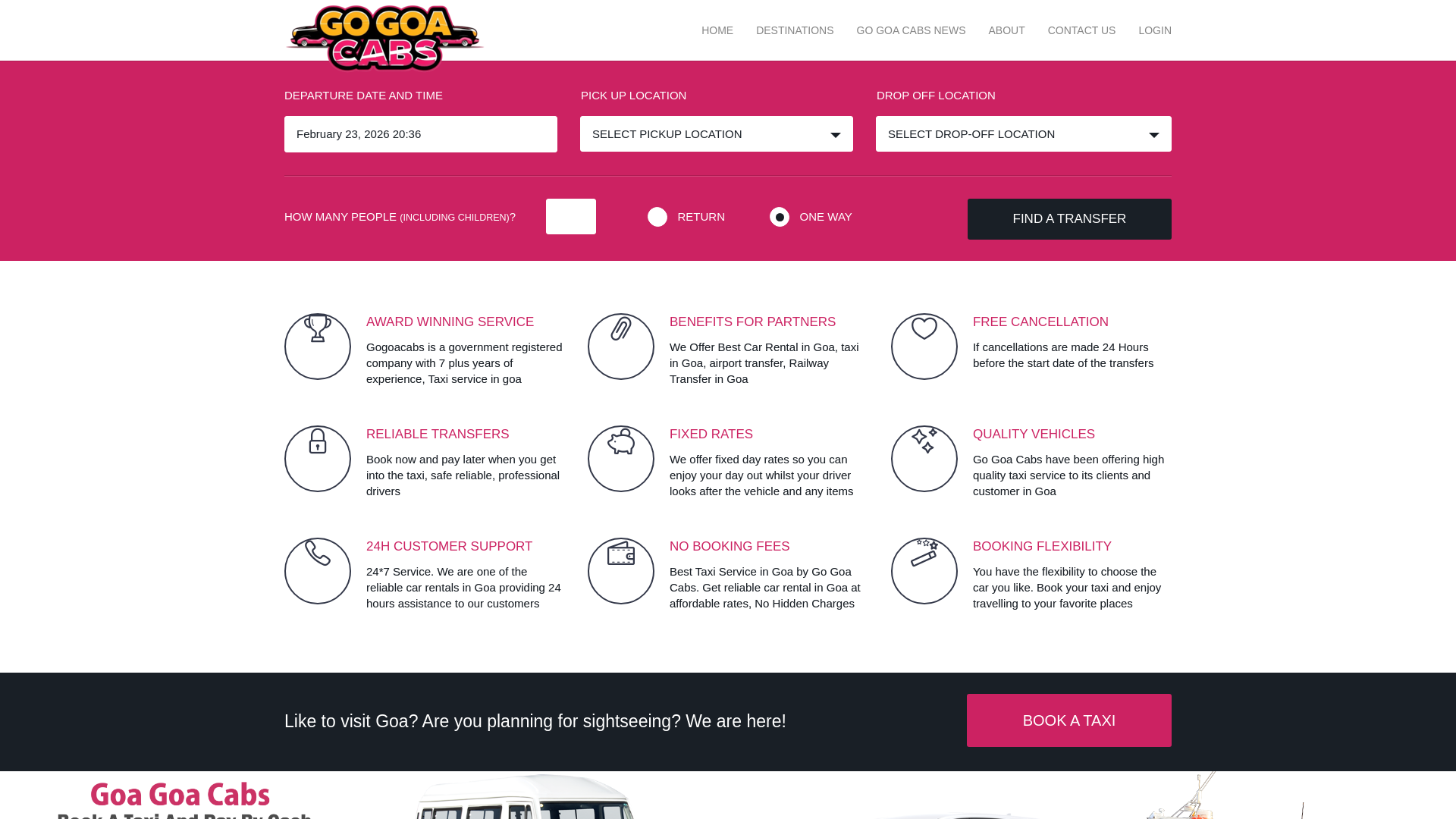 website screenshot of https://www.gogoacabs.com/