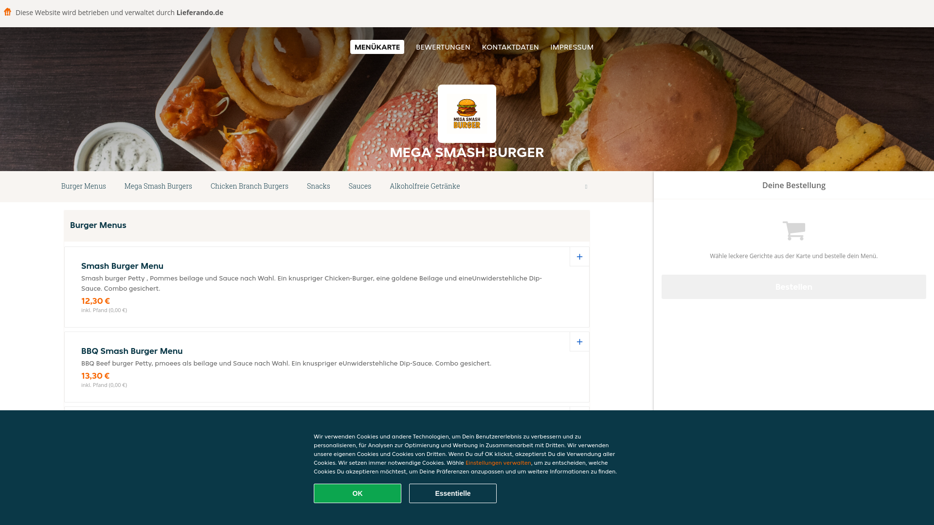 website screenshot of https://megasmashburger-berlin.de/