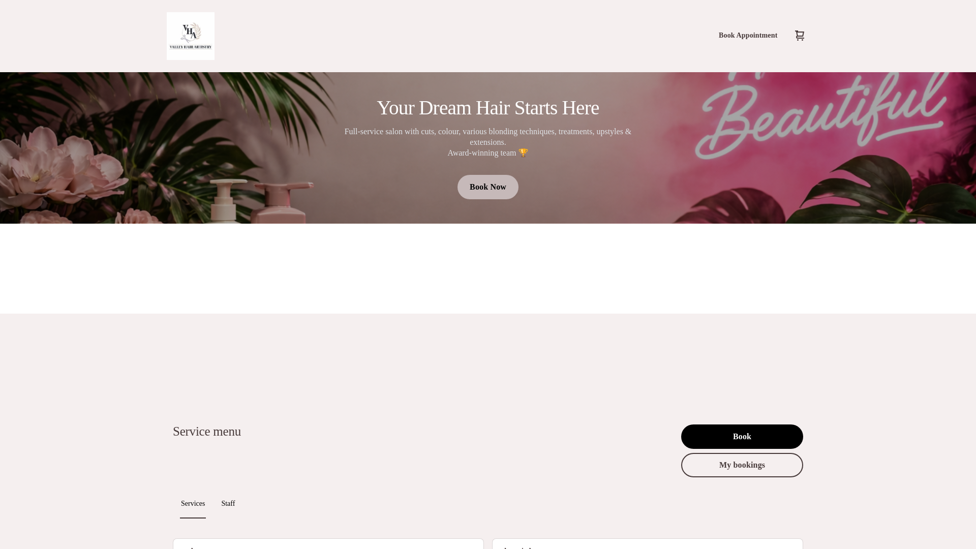 website screenshot of https://valleyhairartistry.ca