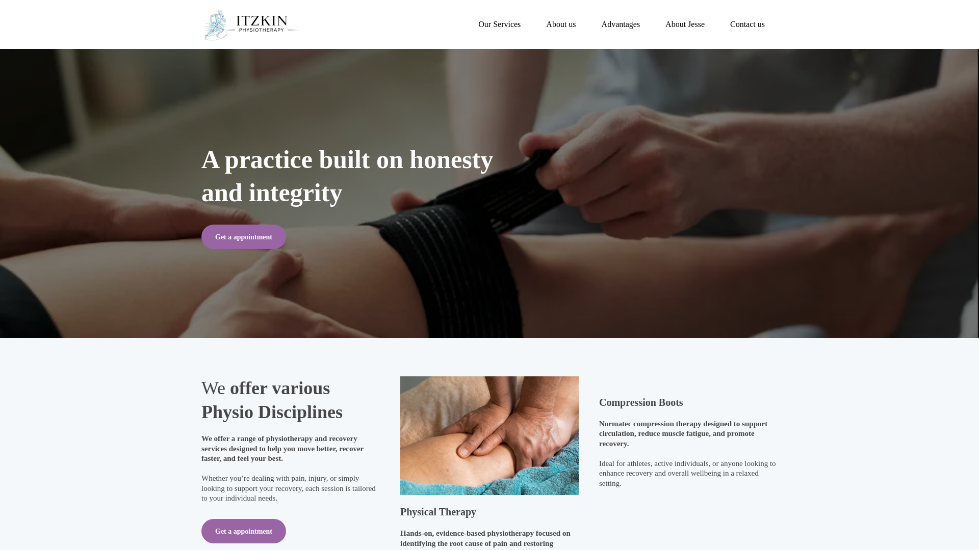 website screenshot of https://itzkinphysiotherapy.co.za/