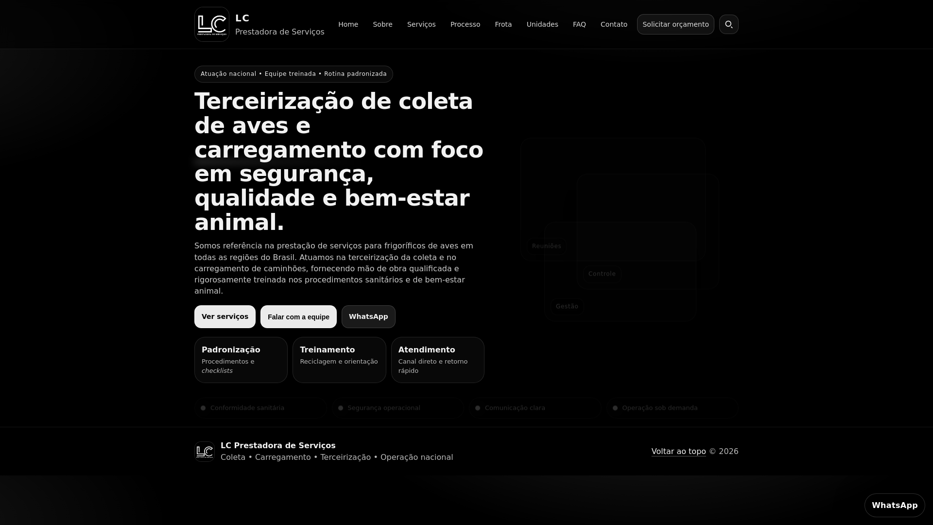 website screenshot of https://lcprestadoradeservicos.com.br