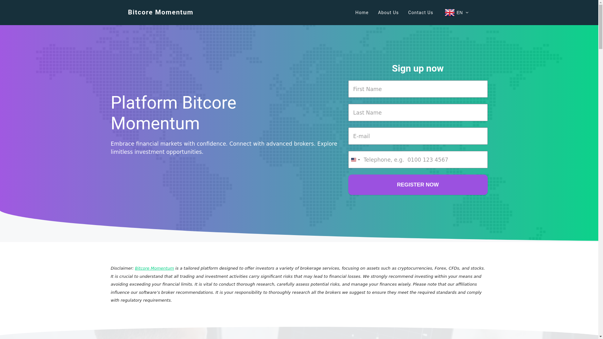 website screenshot of https://bitcore-momentumapp.com/
