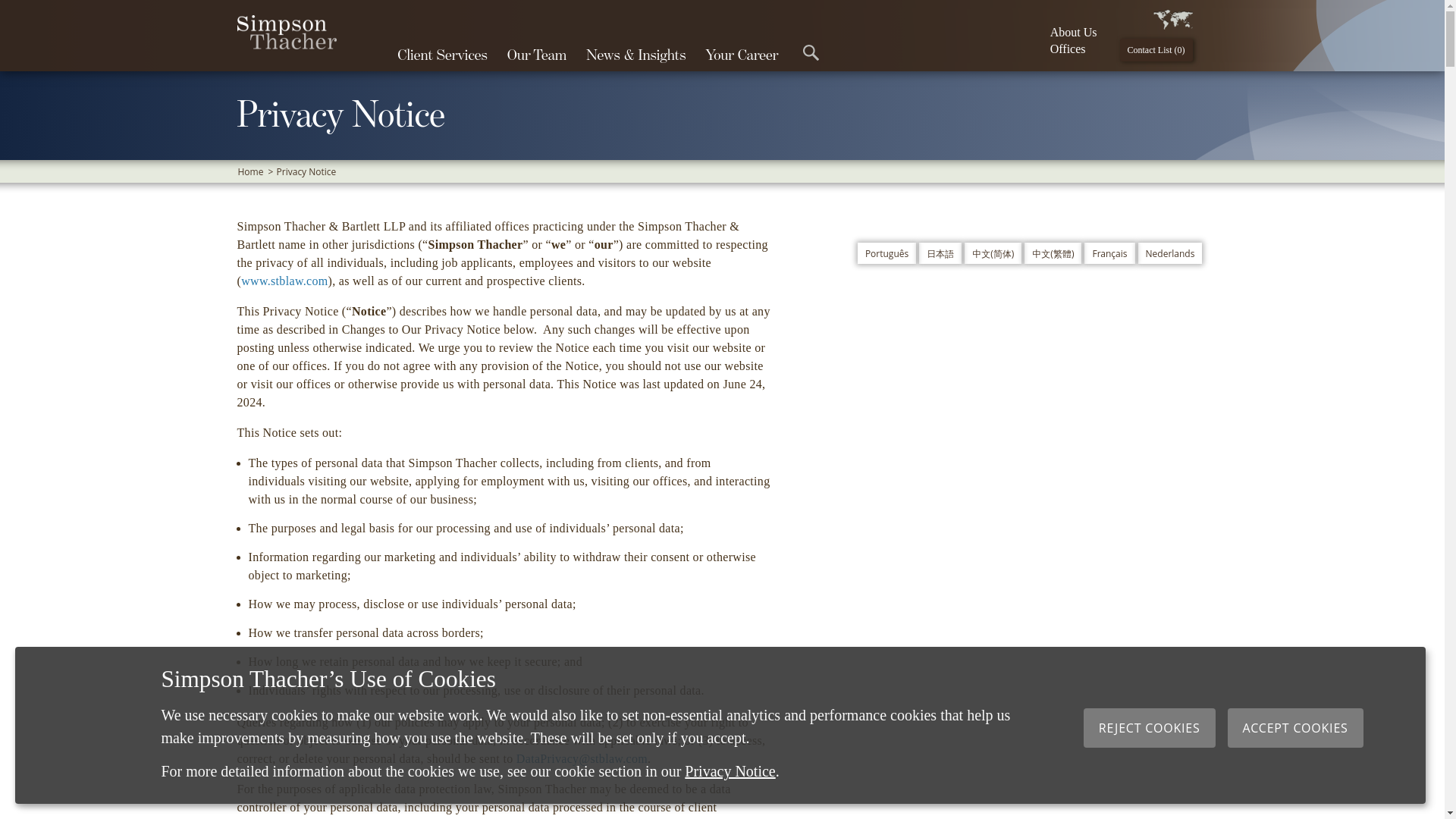 website screenshot of https://www.stblaw.com/other/privacy-notice