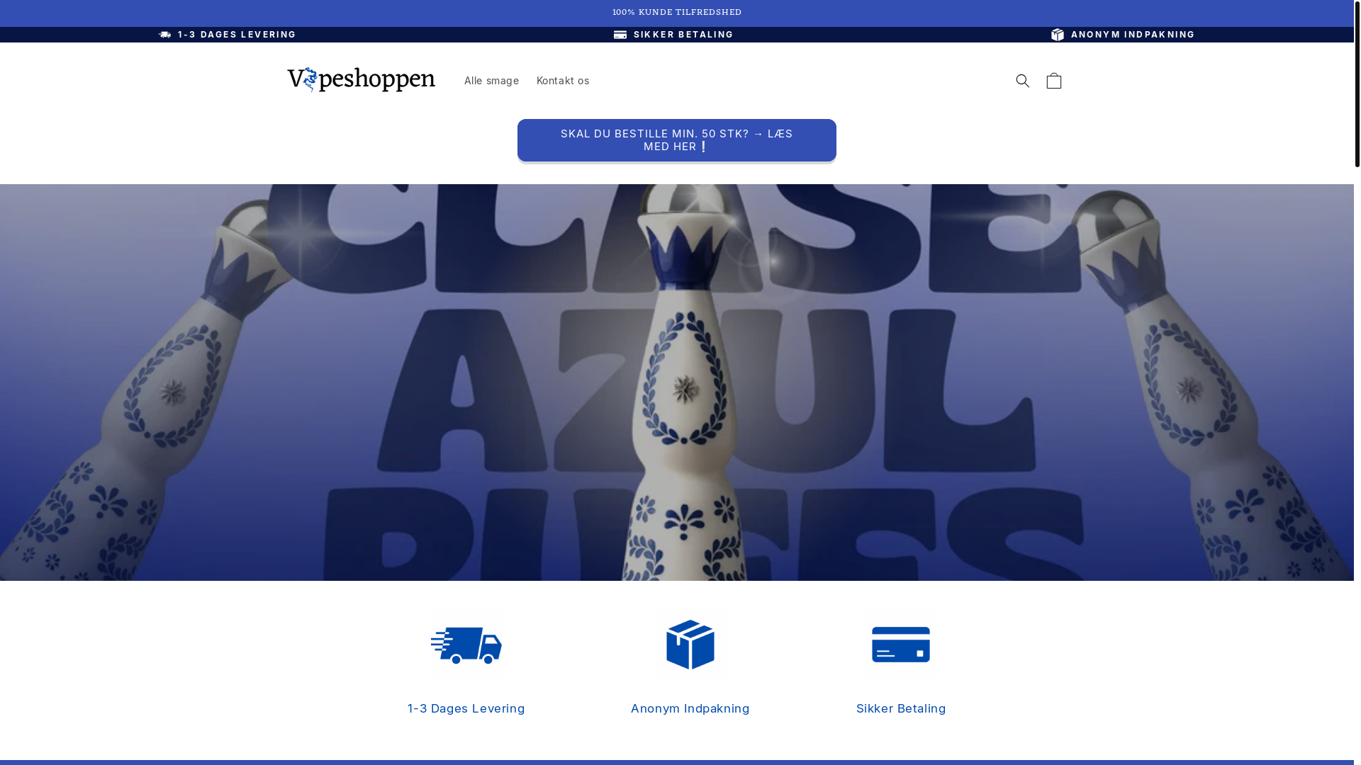 website screenshot of https://claseazulvape.dk/