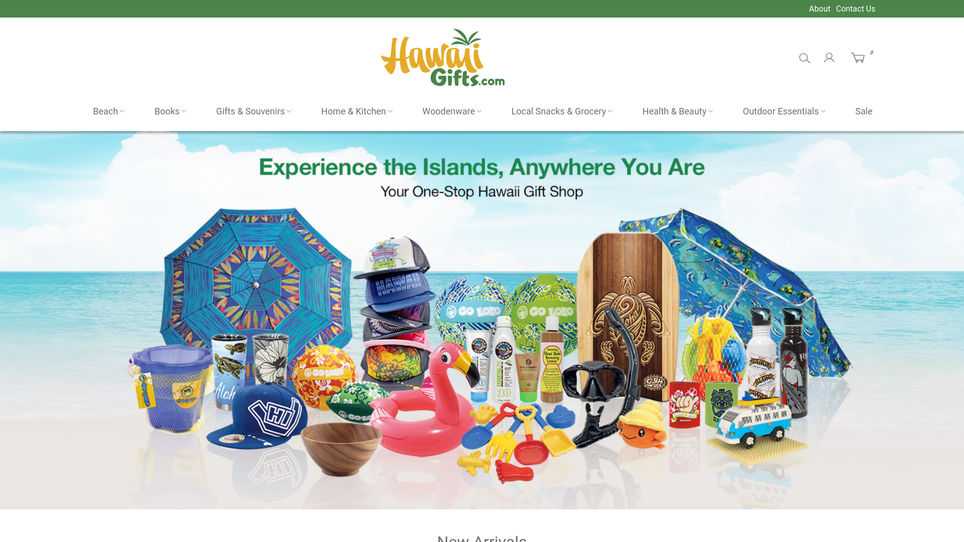 website screenshot of https://www.hawaiigifts.com/