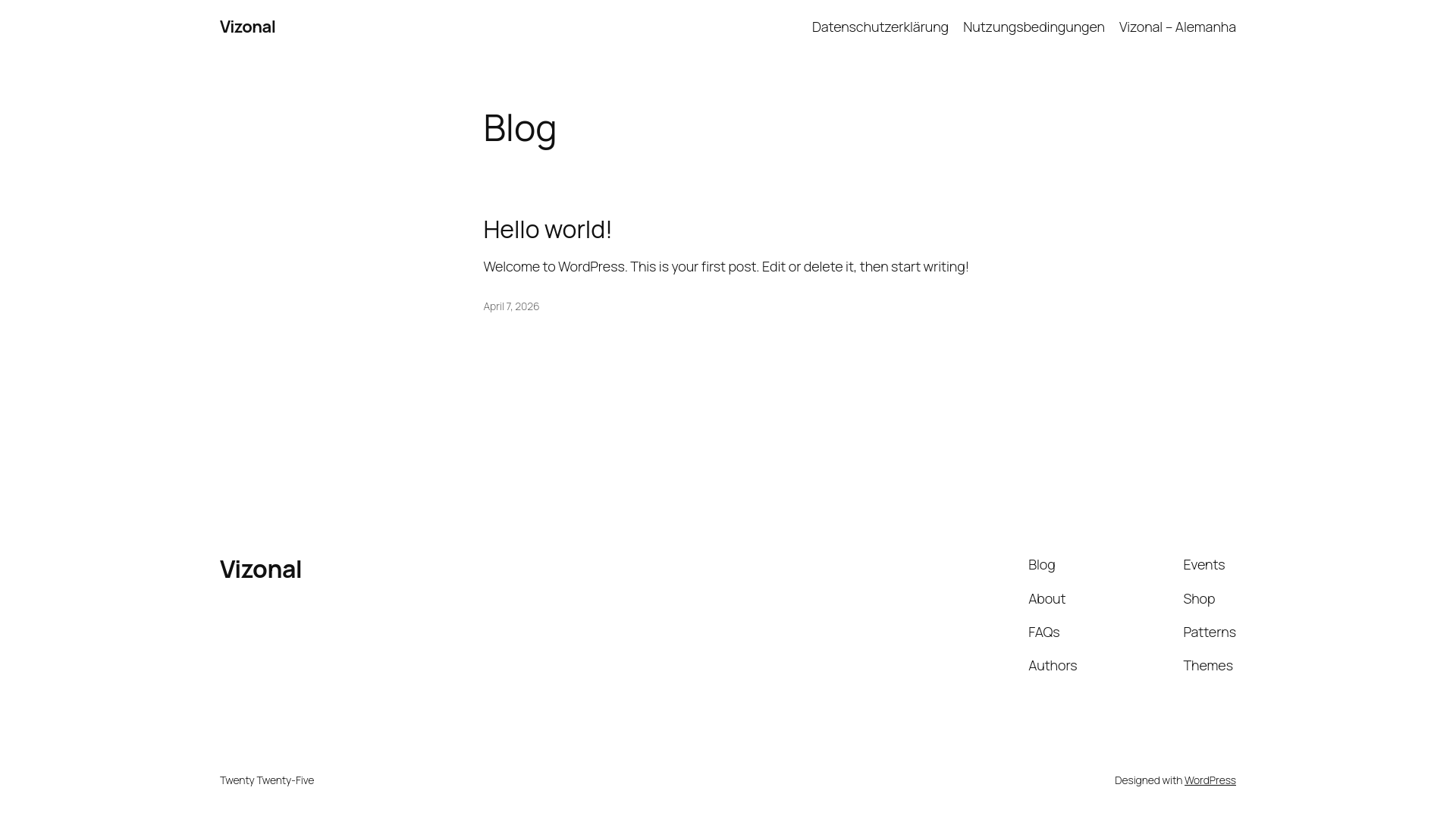 website screenshot of https://vizonal.shop/