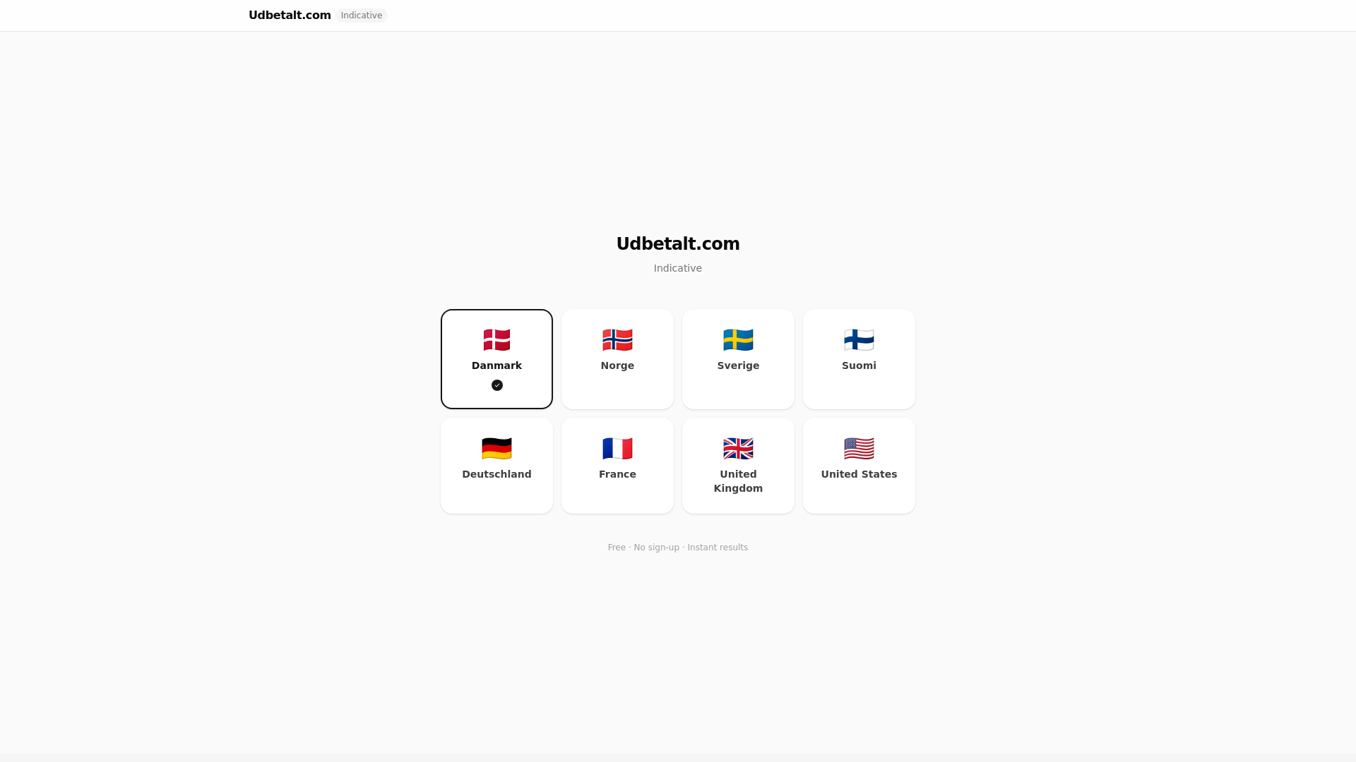 website screenshot of https://udbetalt.com