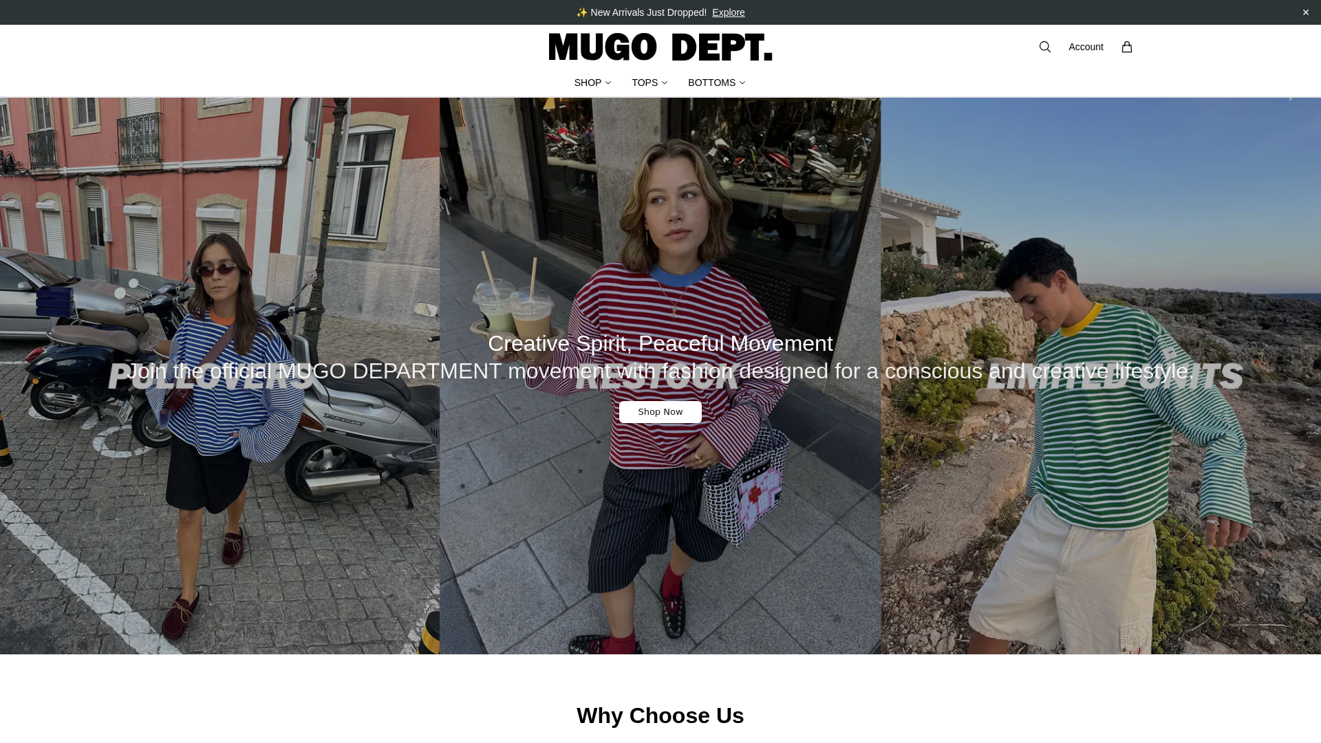 website screenshot of https://mugodepartmentboutique.shop/