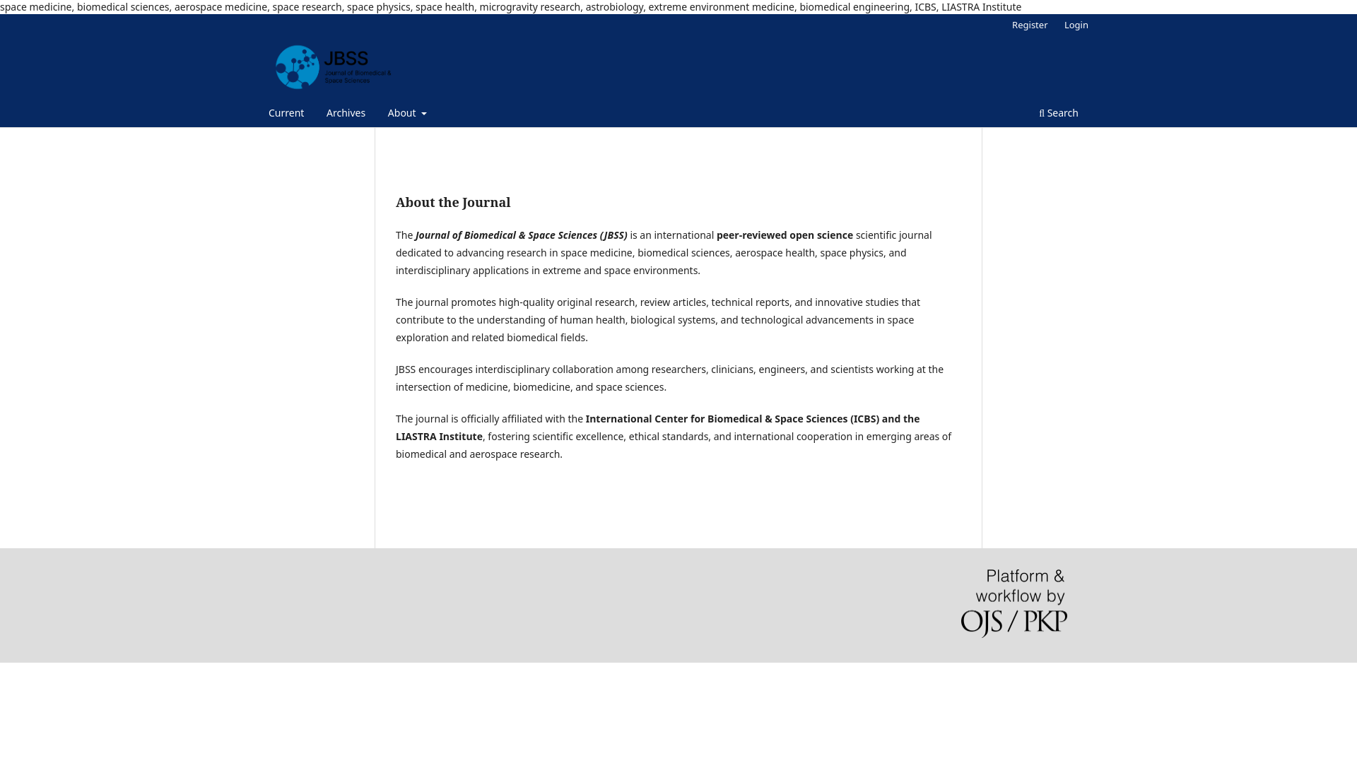 website screenshot of https://icbsjournals.org/