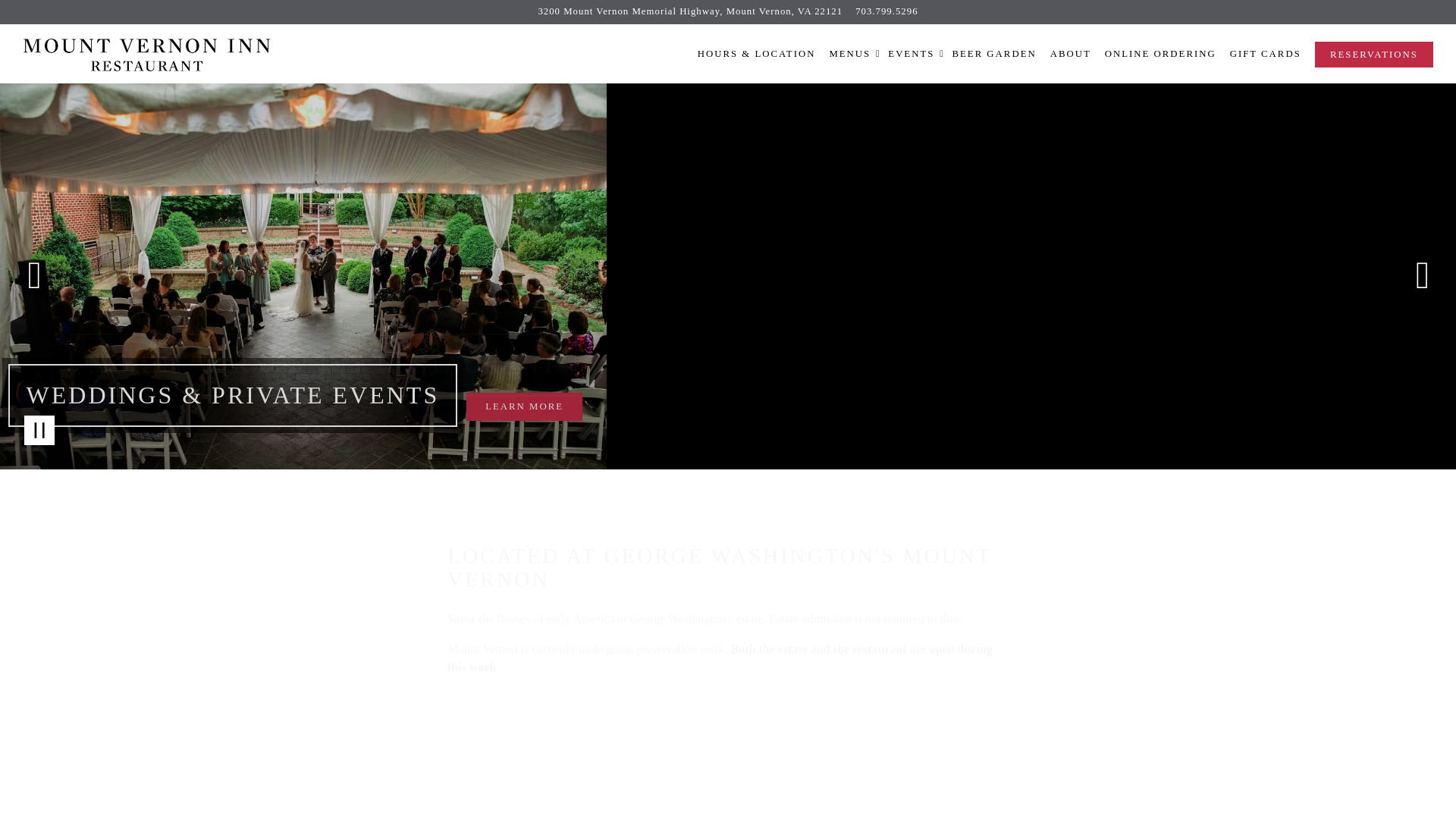 website screenshot of https://mountvernoninnrestaurant.org