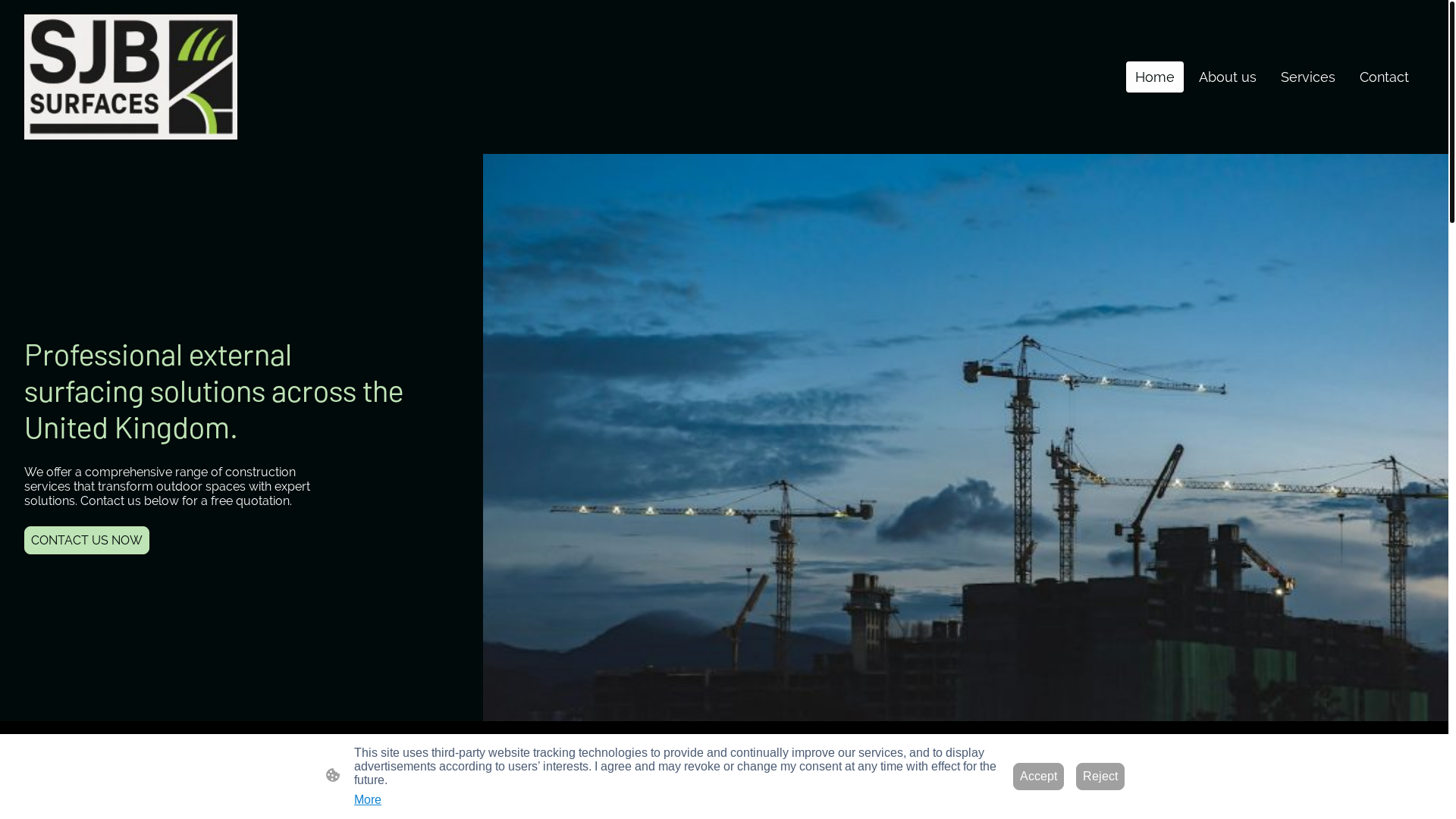 website screenshot of https://sjbsurfaces.co.uk/