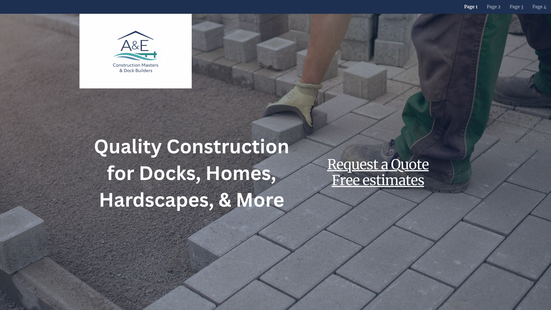 website screenshot of https://aeconstructionanddocks.com/