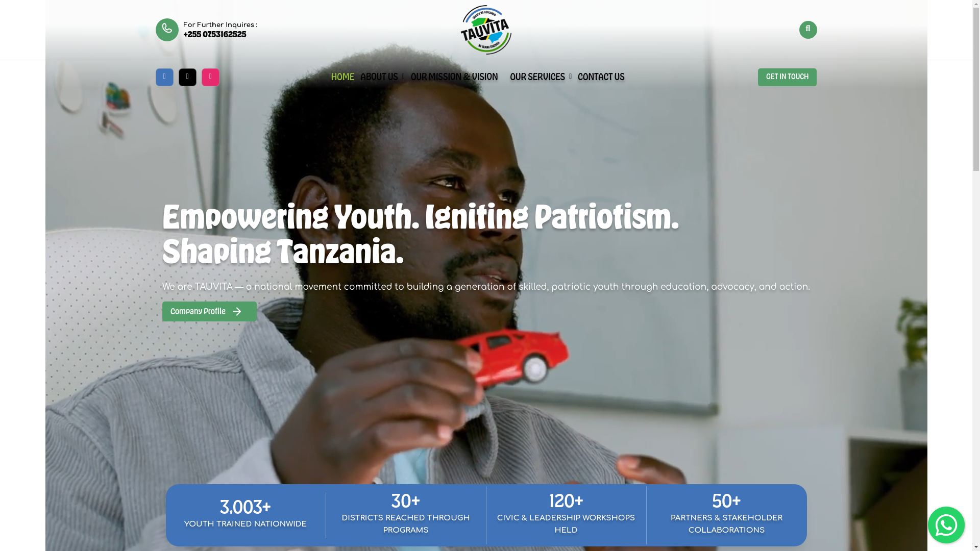 website screenshot of https://tauvita.or.tz/
