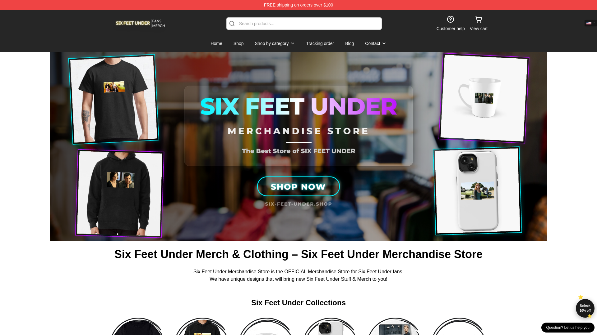 website screenshot of https://six-feet-under.shop/
