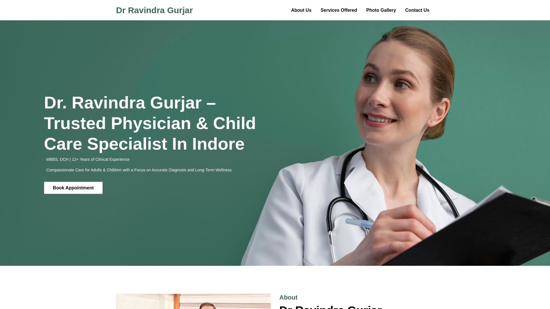 website screenshot of https://ravindragurjarclinic.com/