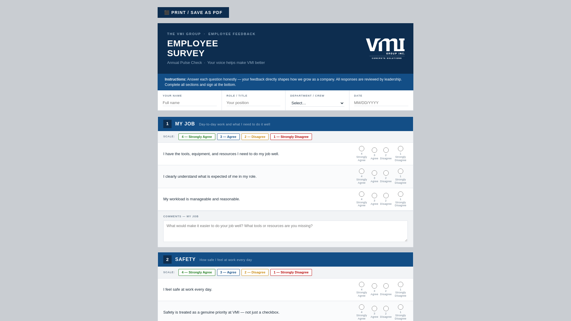 website screenshot of https://vmiemployeesurveyonline.com/
