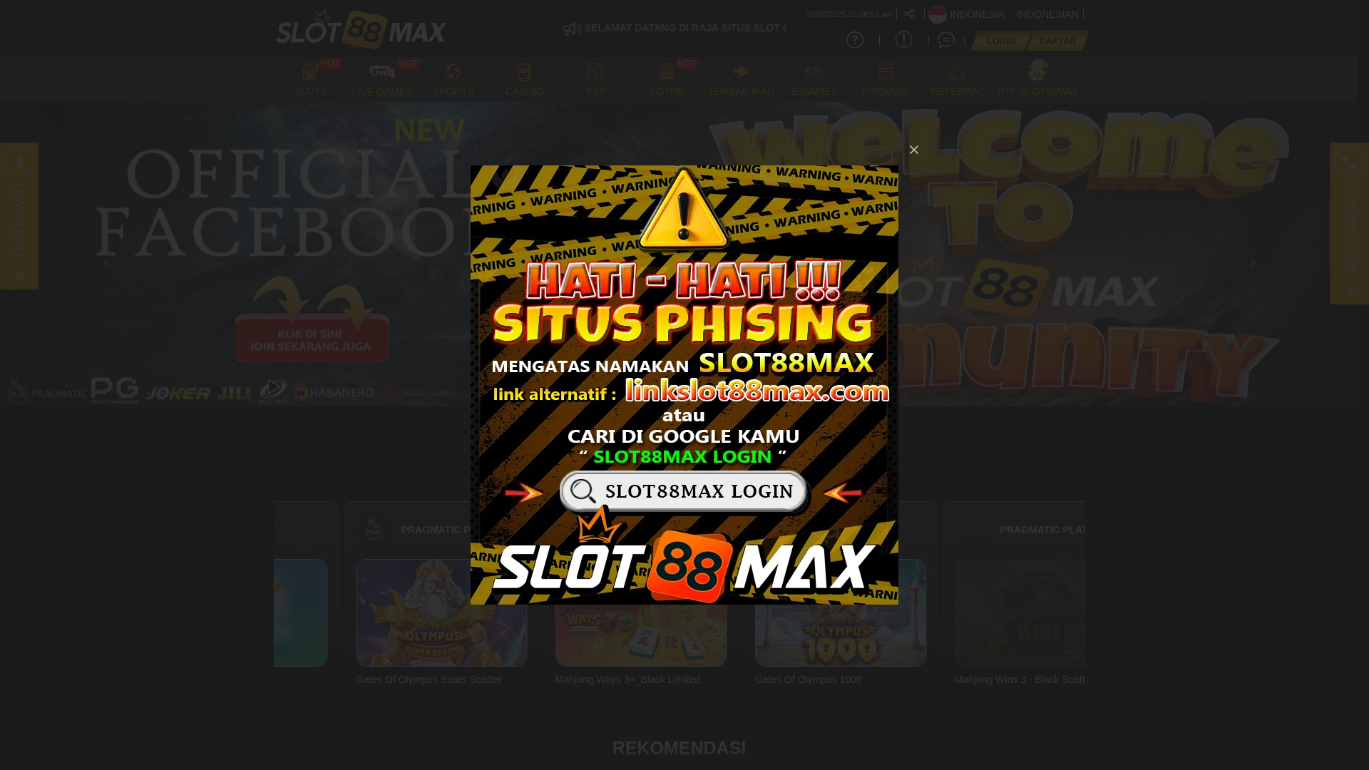 website screenshot of https://s88maxpesan.site/