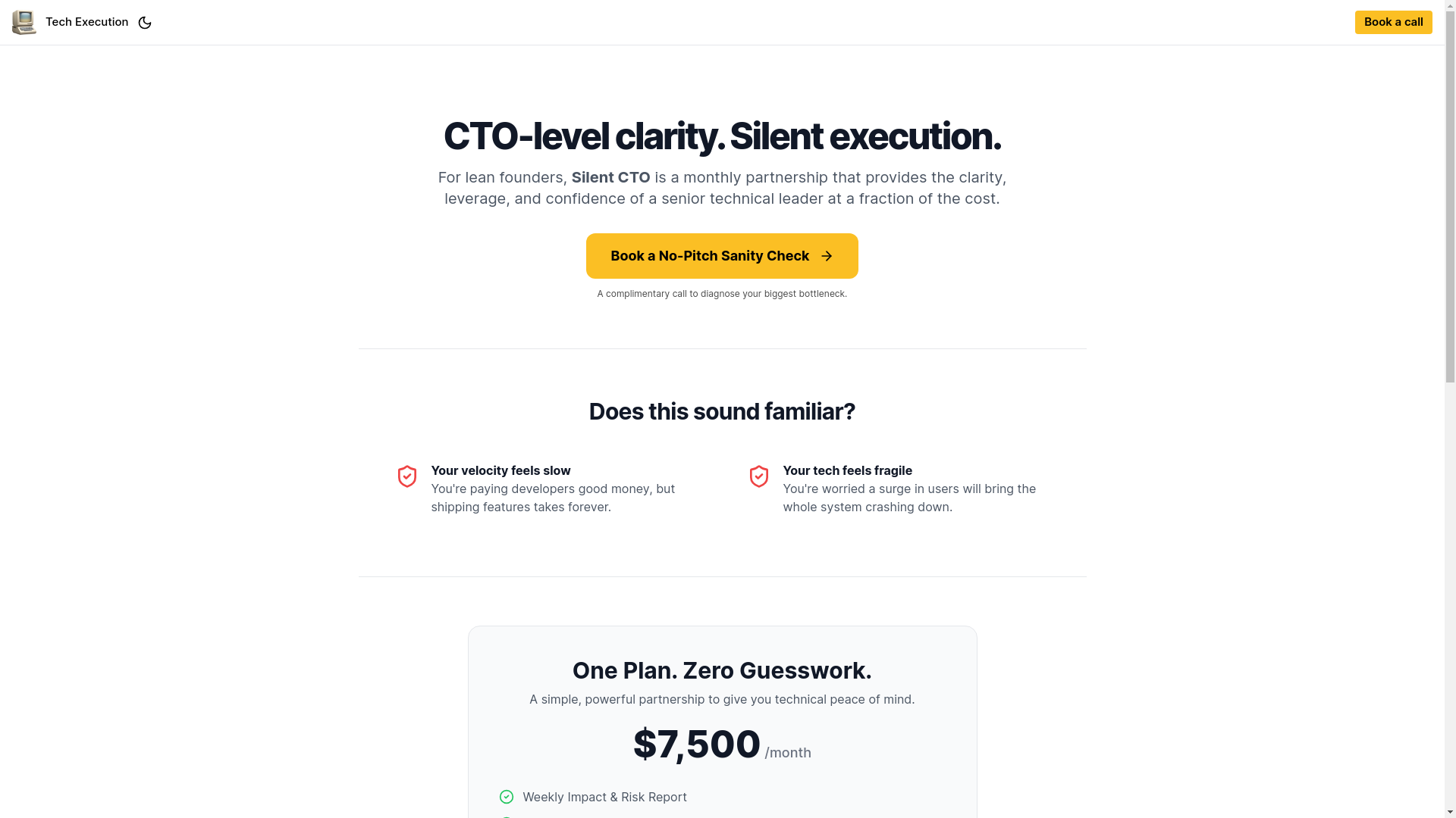 website screenshot of https://silentcto.com/