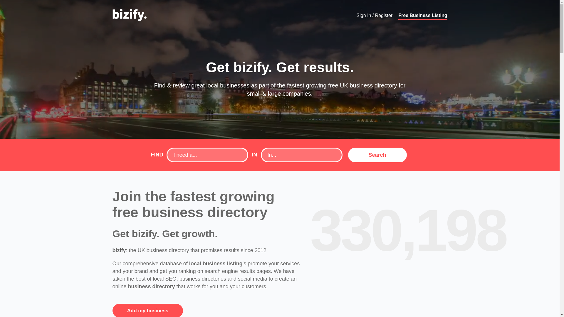 website screenshot of https://thinkbizify.com/