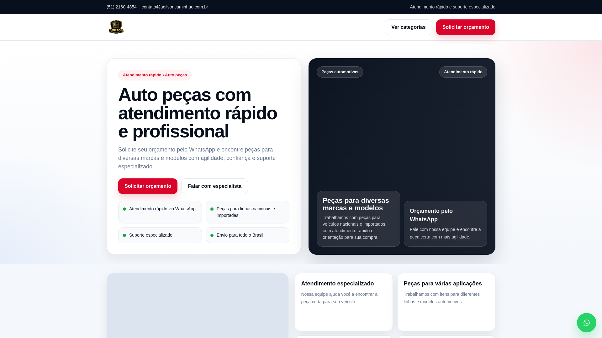 website screenshot of https://adilsoncaminhao.com.br/