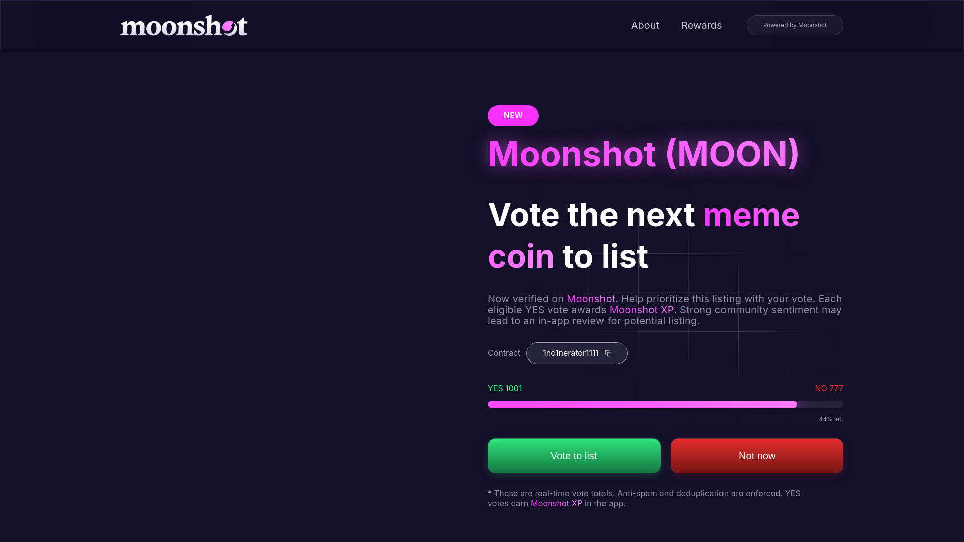 website screenshot of https://moonshot-gemlisting.com/