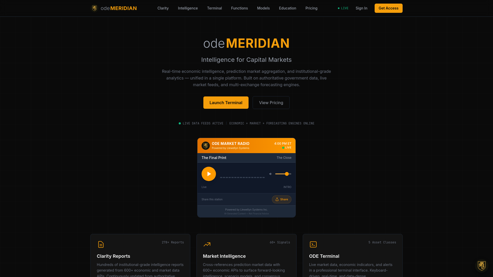 website screenshot of https://odemeridian.com/