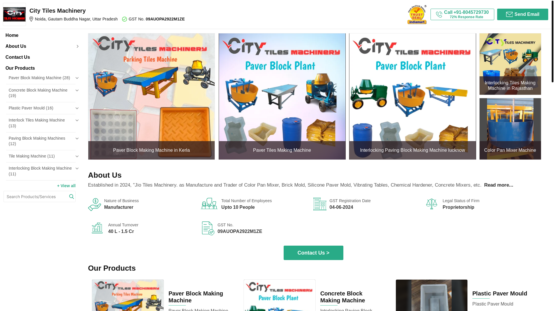 website screenshot of https://citytilesmachinery.in/
