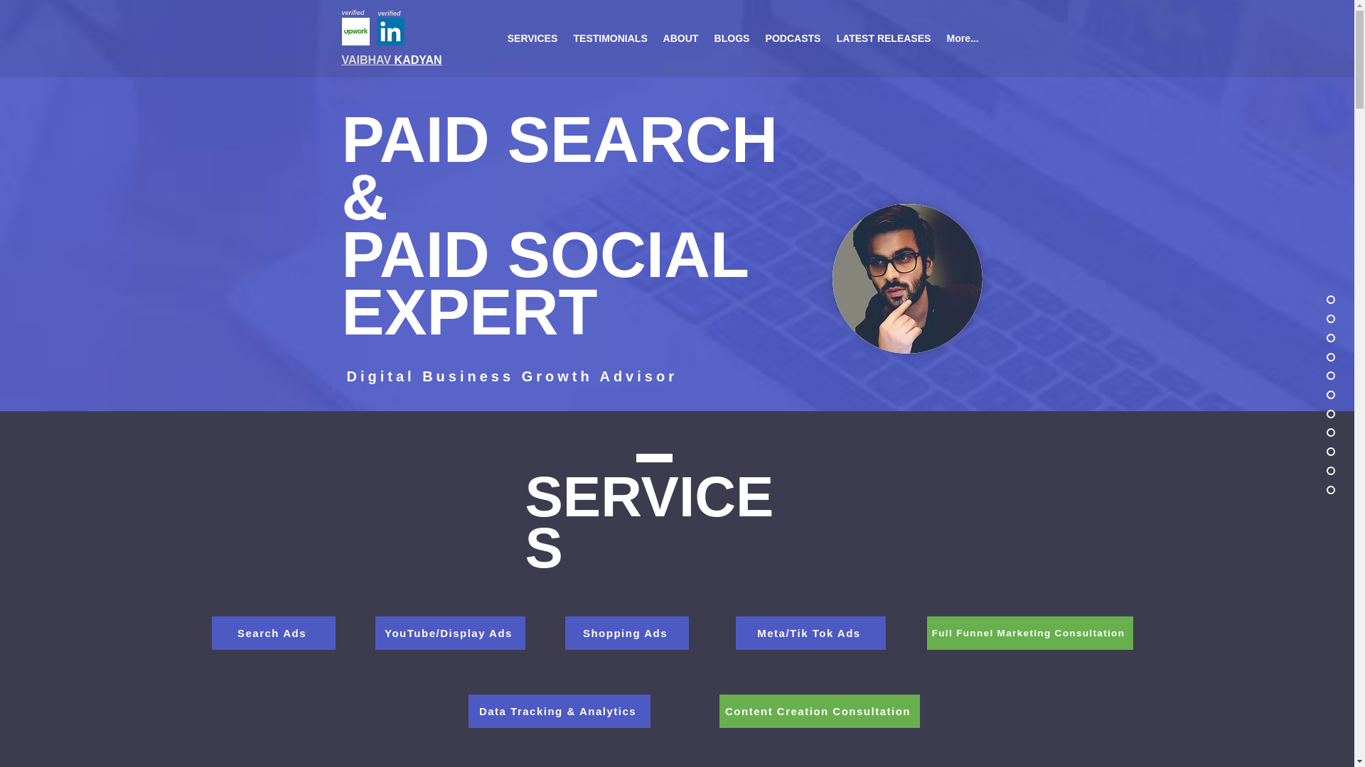 website screenshot of https://vaibhavkadyandigital.com/