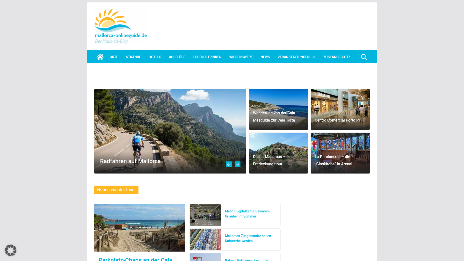 website screenshot of https://mallorca-onlineguide.de