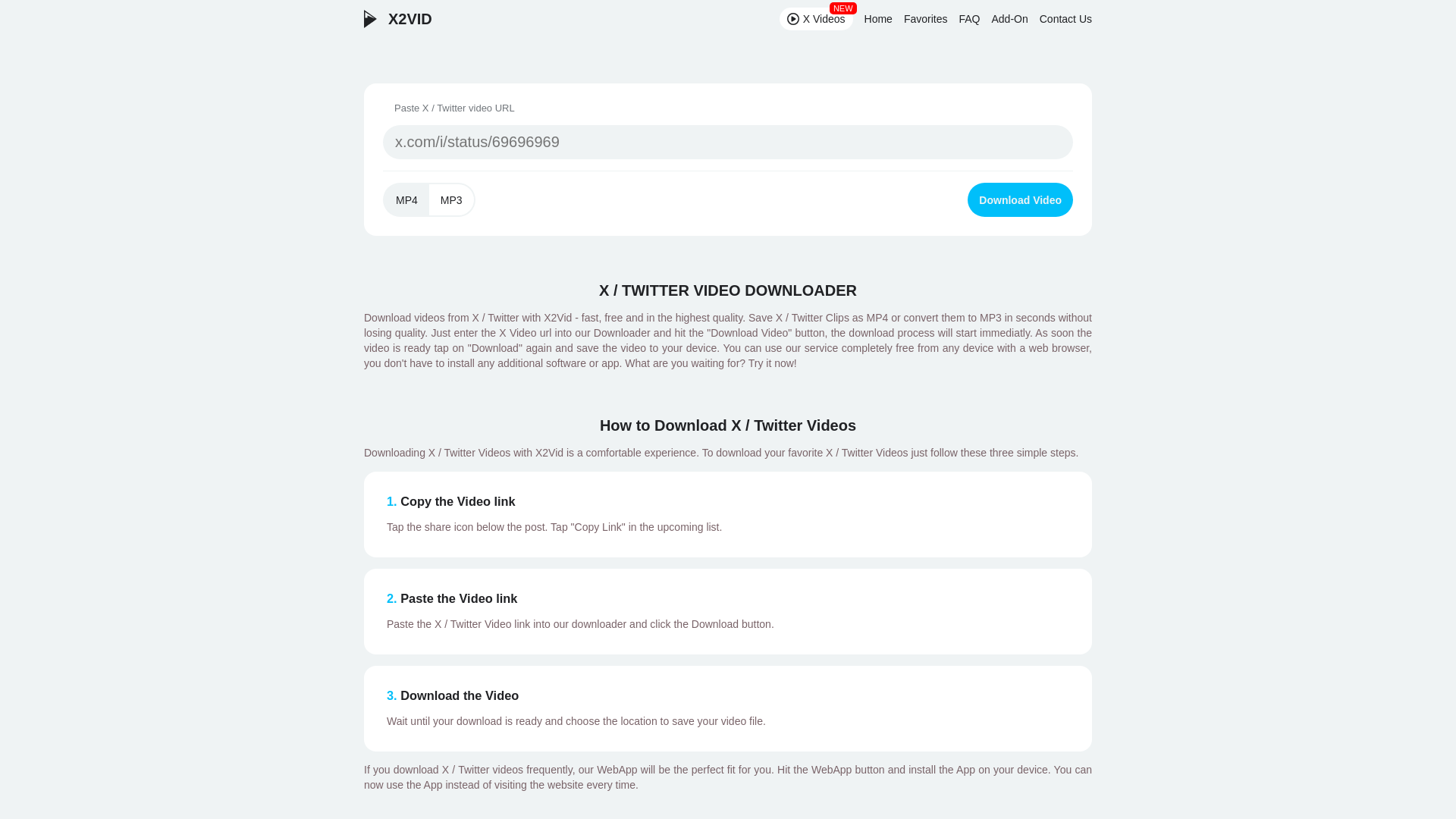 website screenshot of https://x2vid.com/