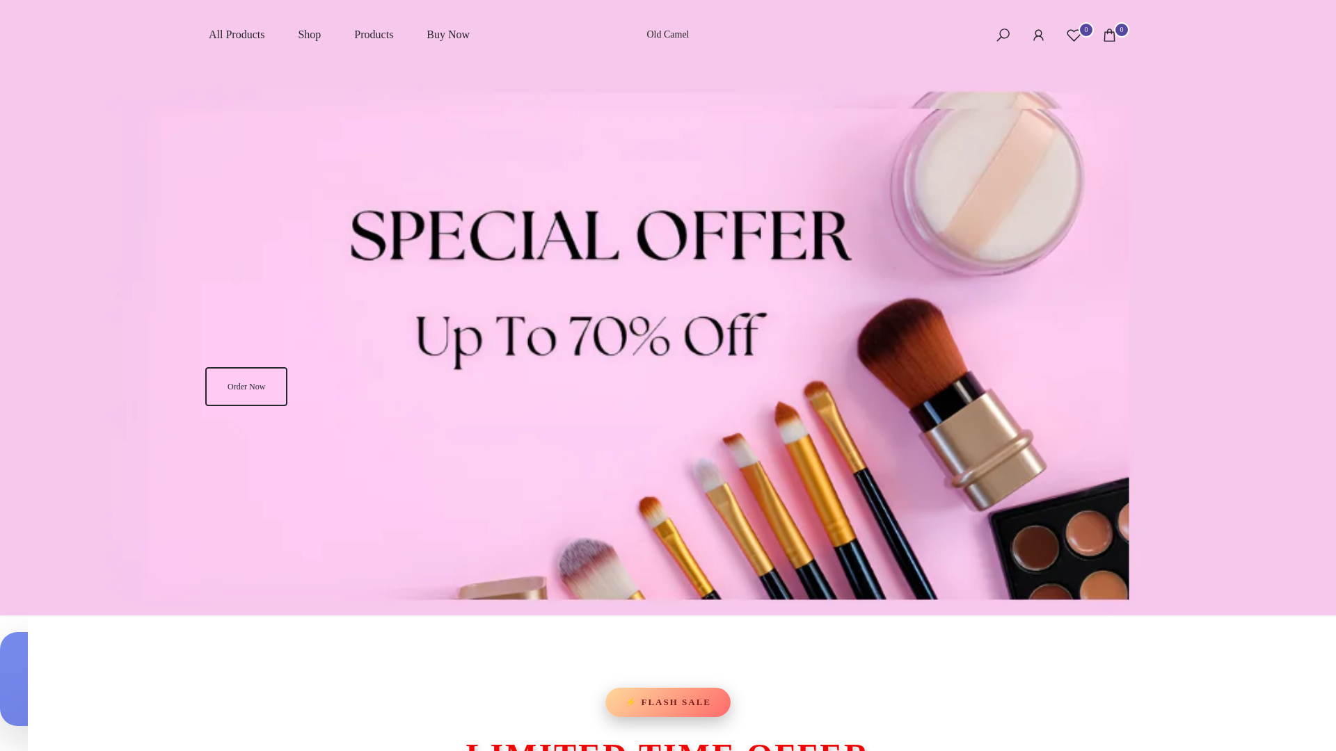 website screenshot of https://oldcamel.store/