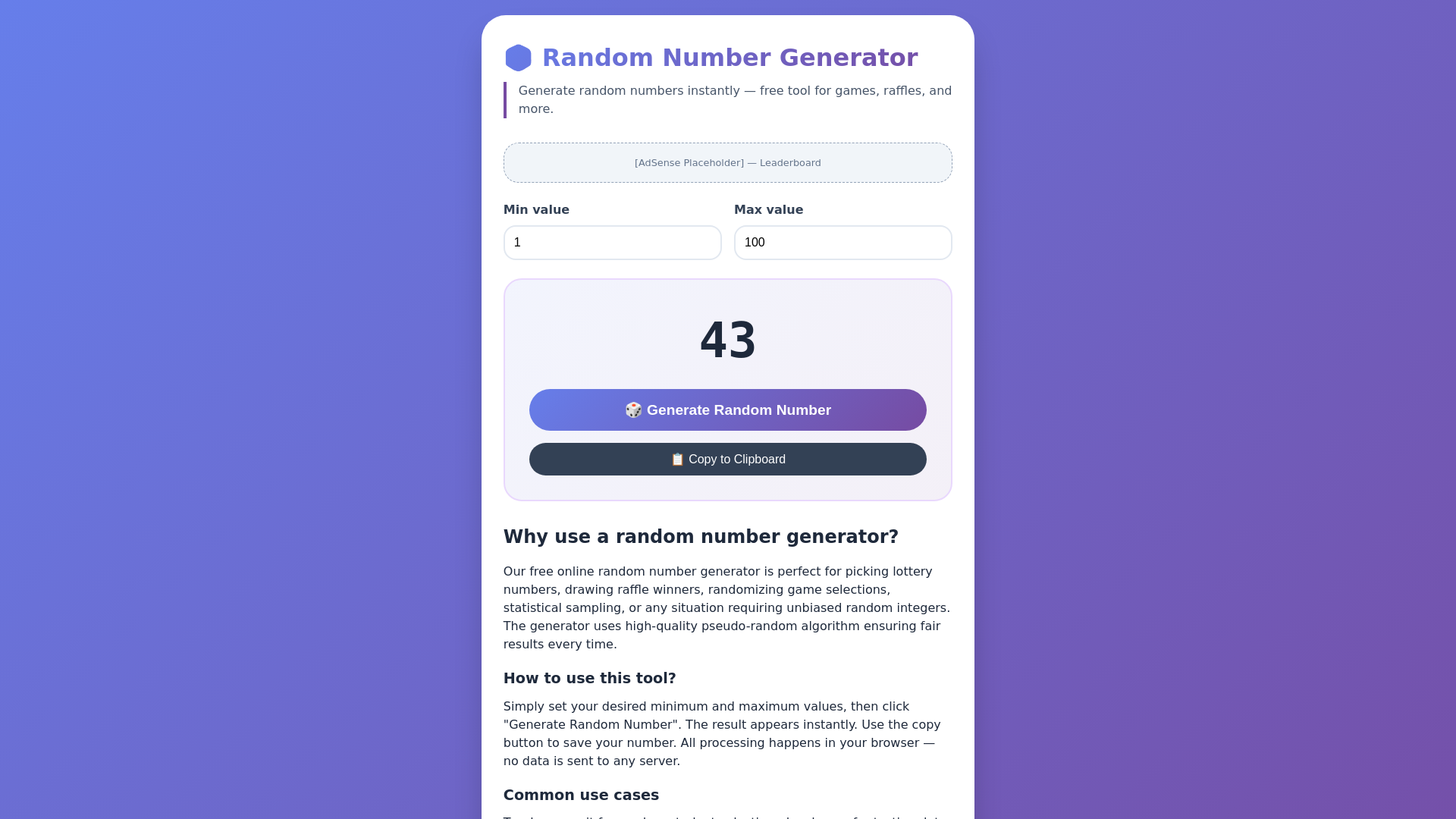 website screenshot of https://number-generator-f0f.pages.dev/