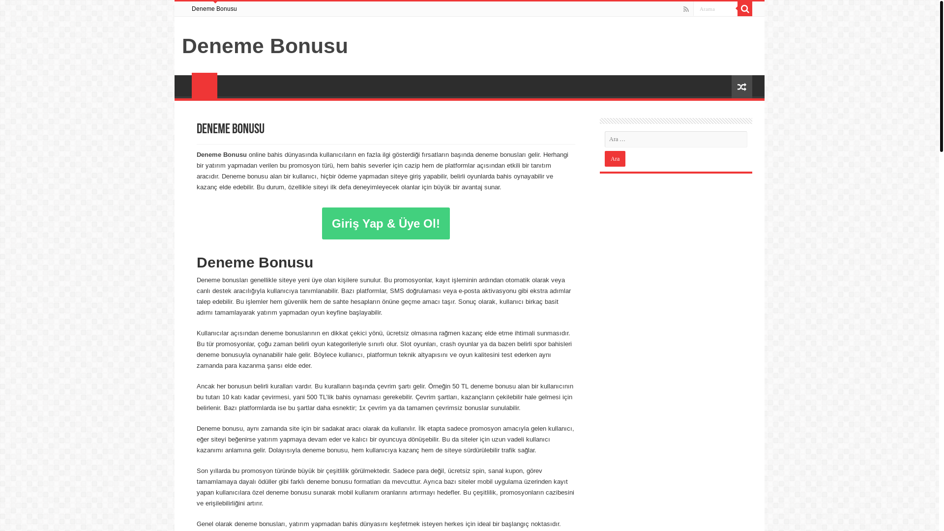 website screenshot of https://denemebonusuyelikhizli.com/