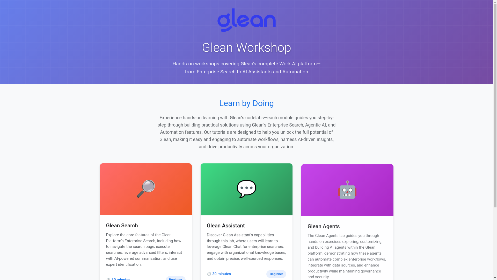 website screenshot of https://glean-labs.dev/