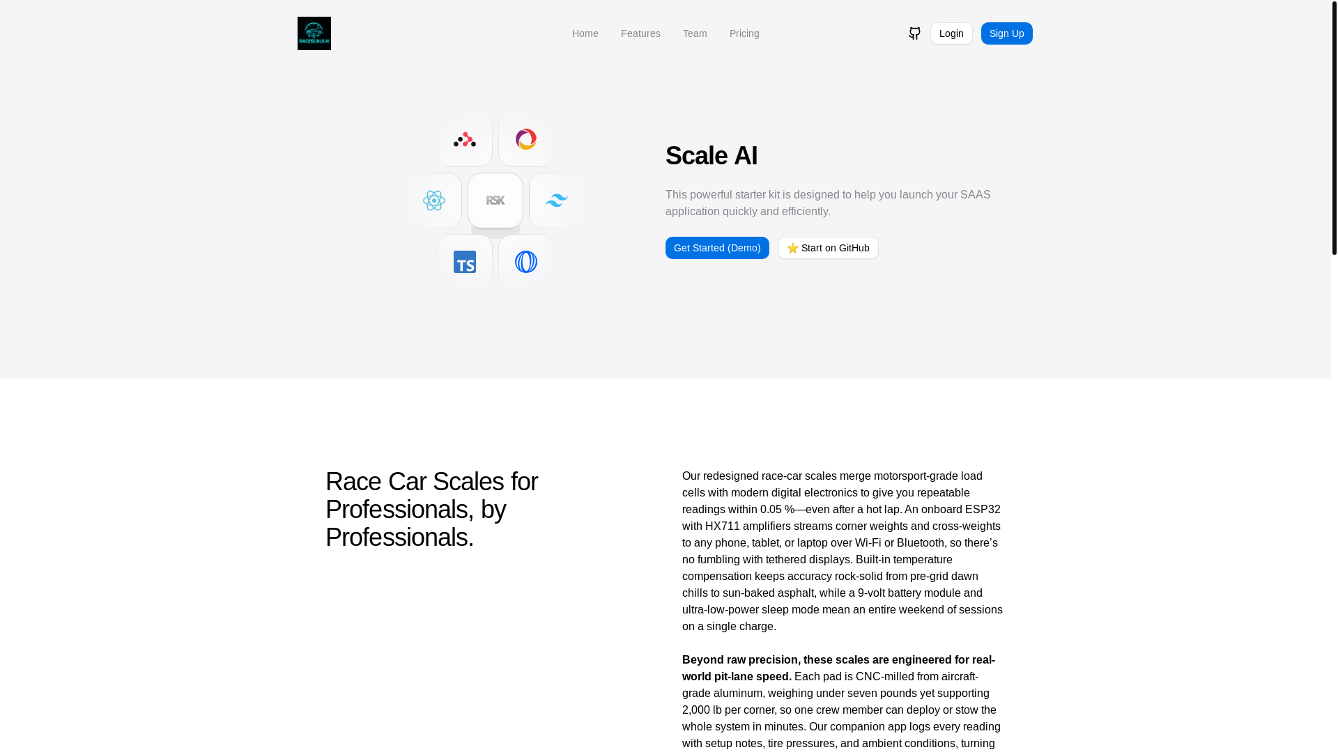 website screenshot of https://racescale.ai/