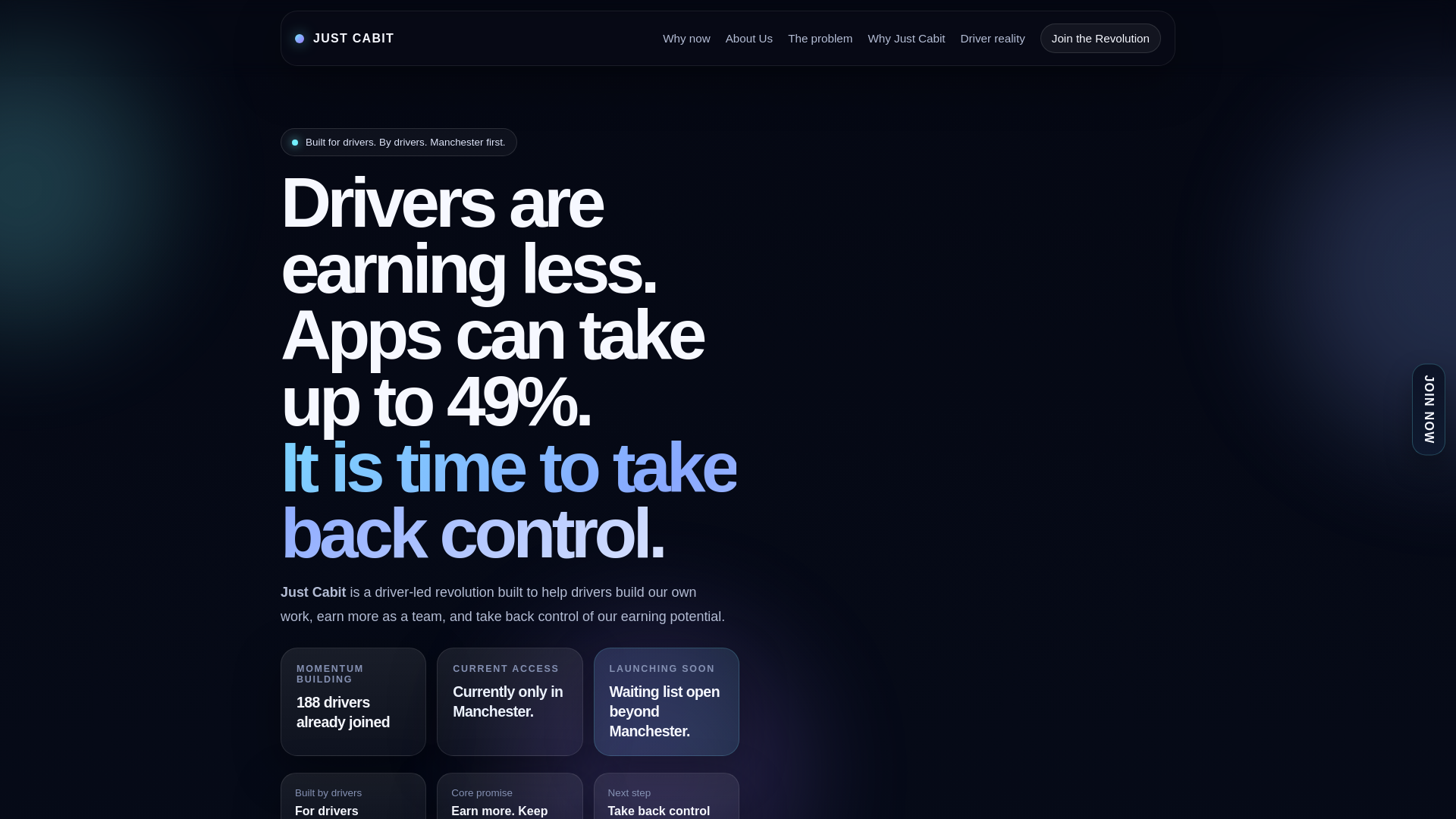 website screenshot of https://justcabit.net