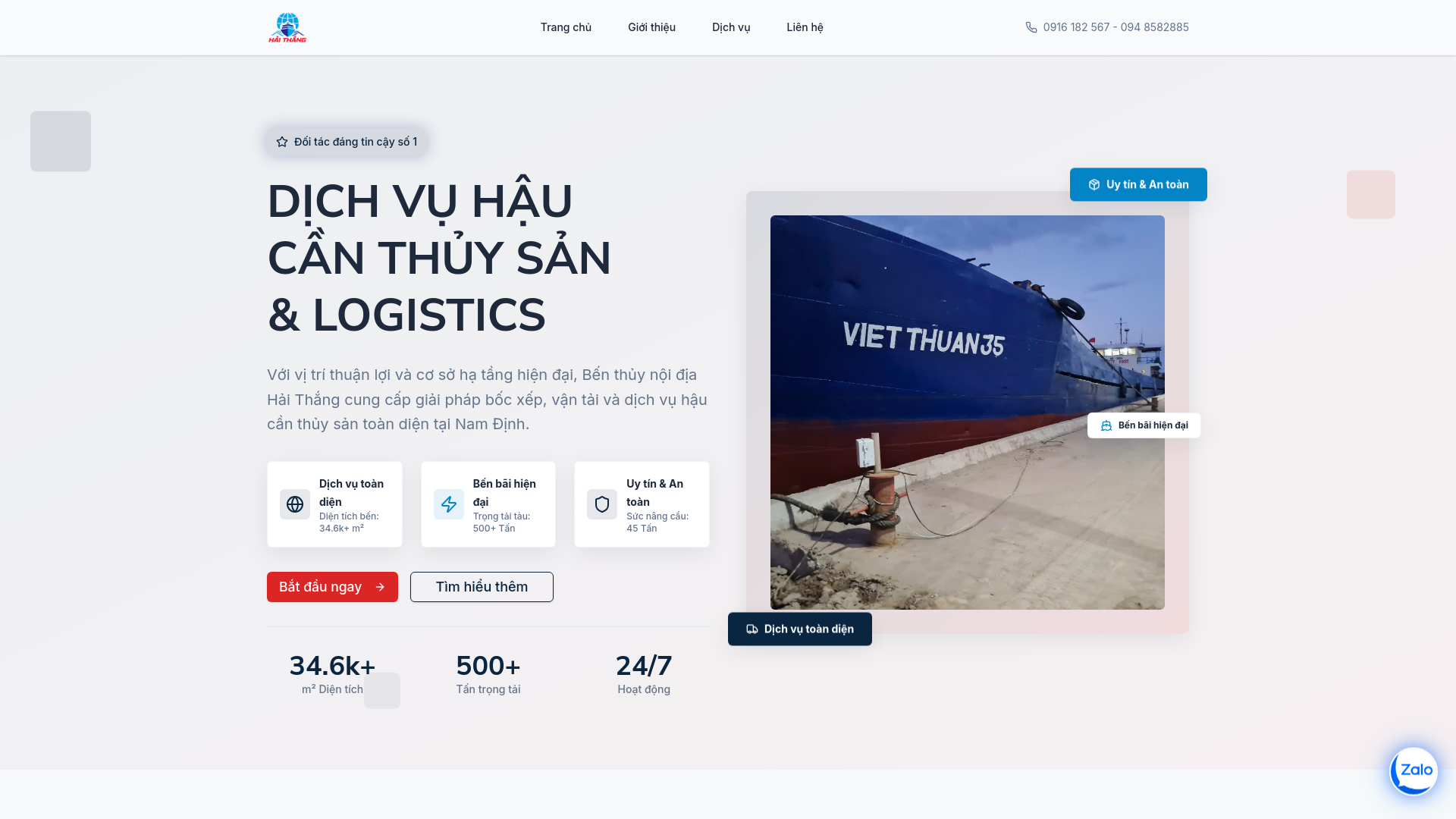 website screenshot of https://canghaithang.vn/