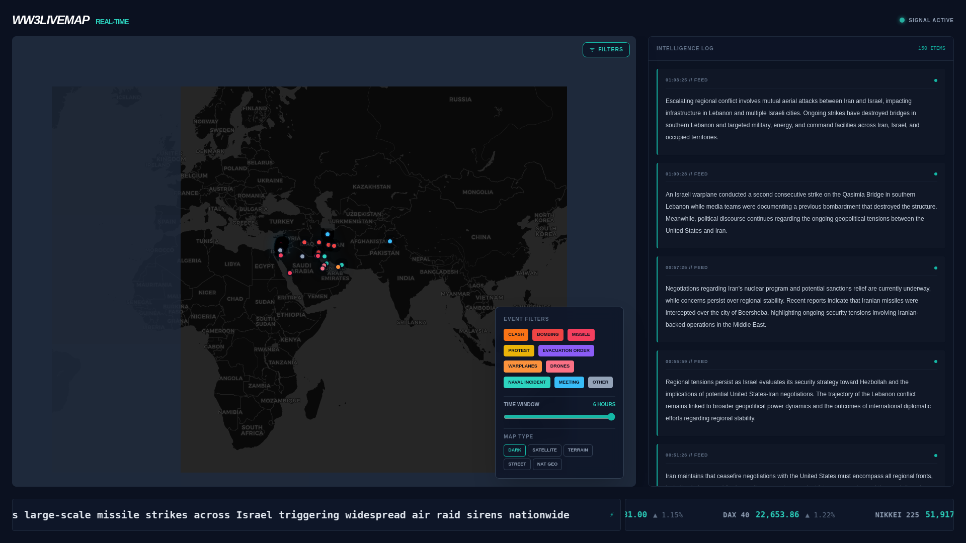 website screenshot of https://ww3livemap.com/