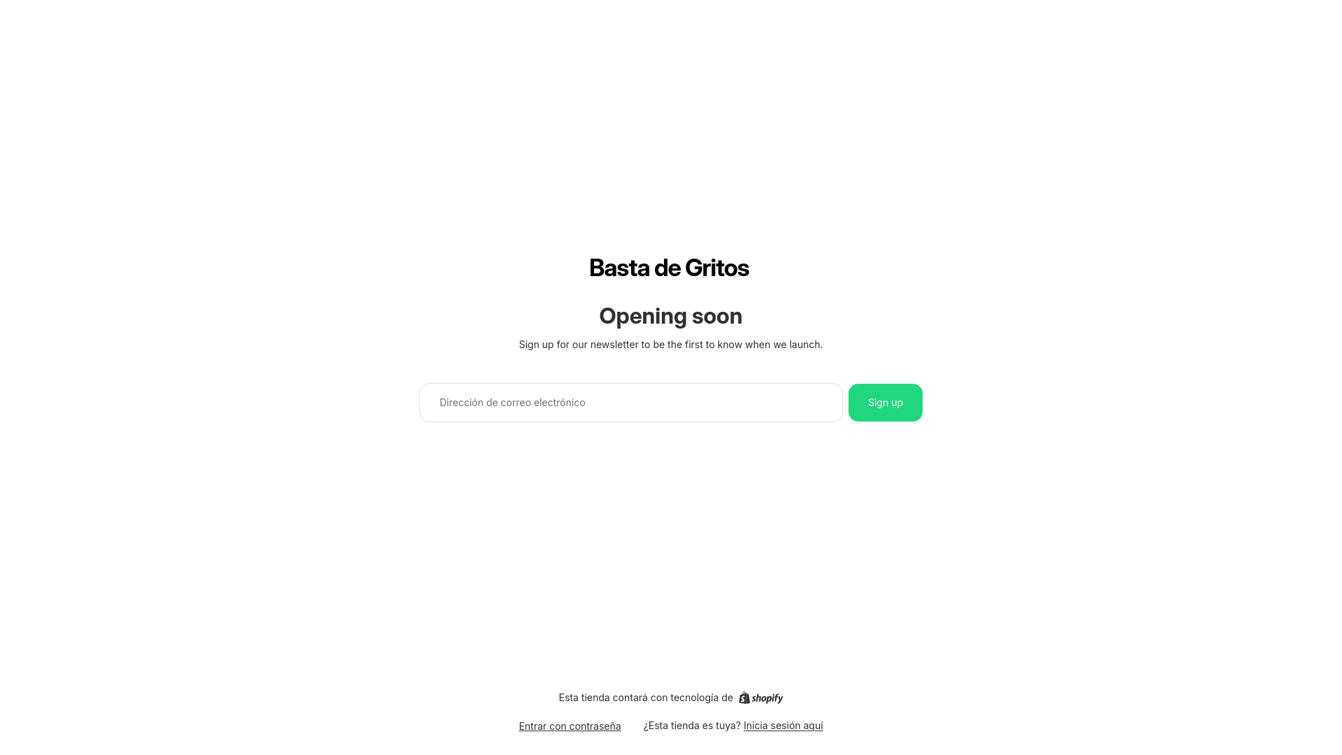 website screenshot of https://bastadegritos.com/
