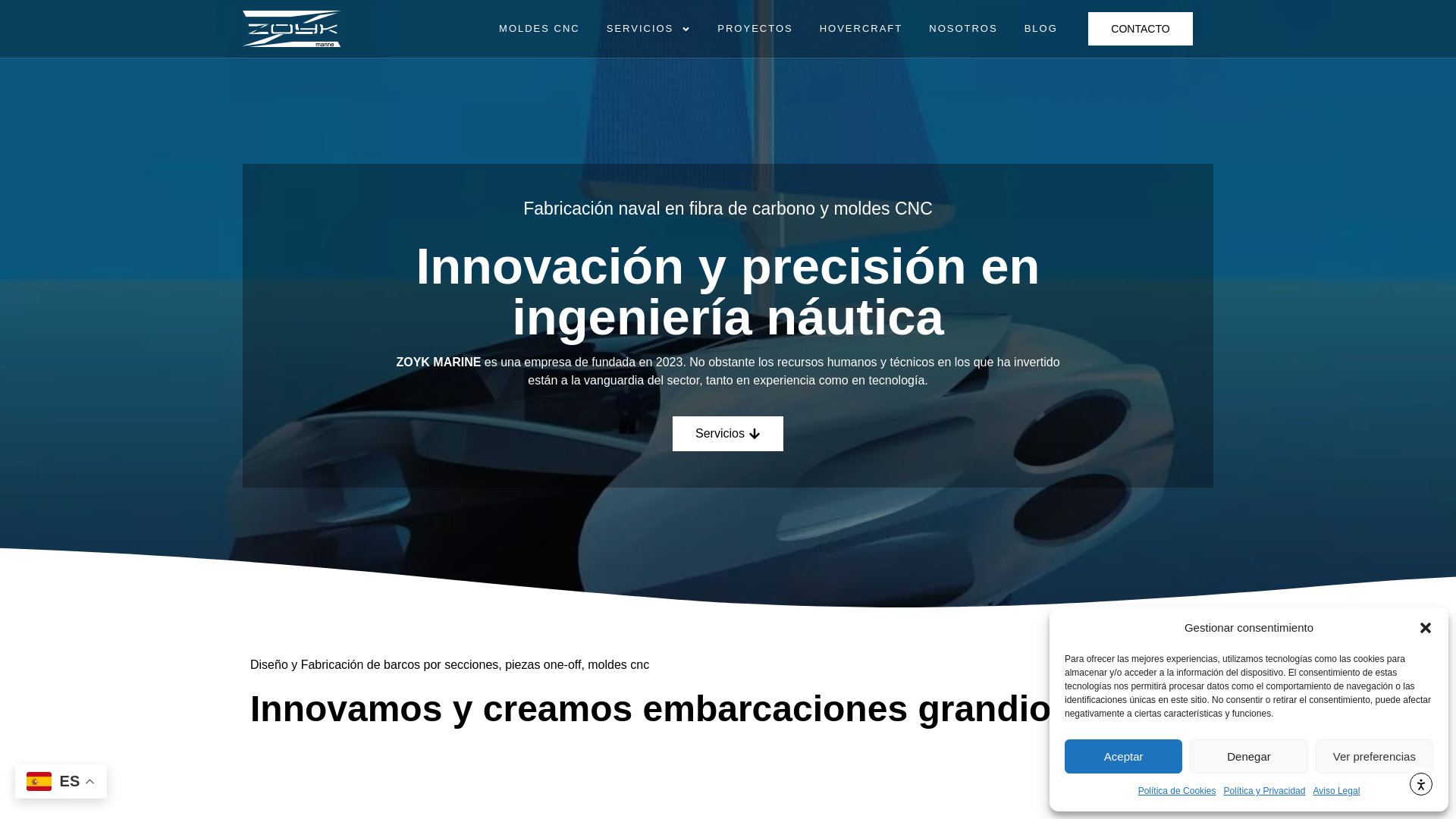 website screenshot of https://zoykmarine.es/