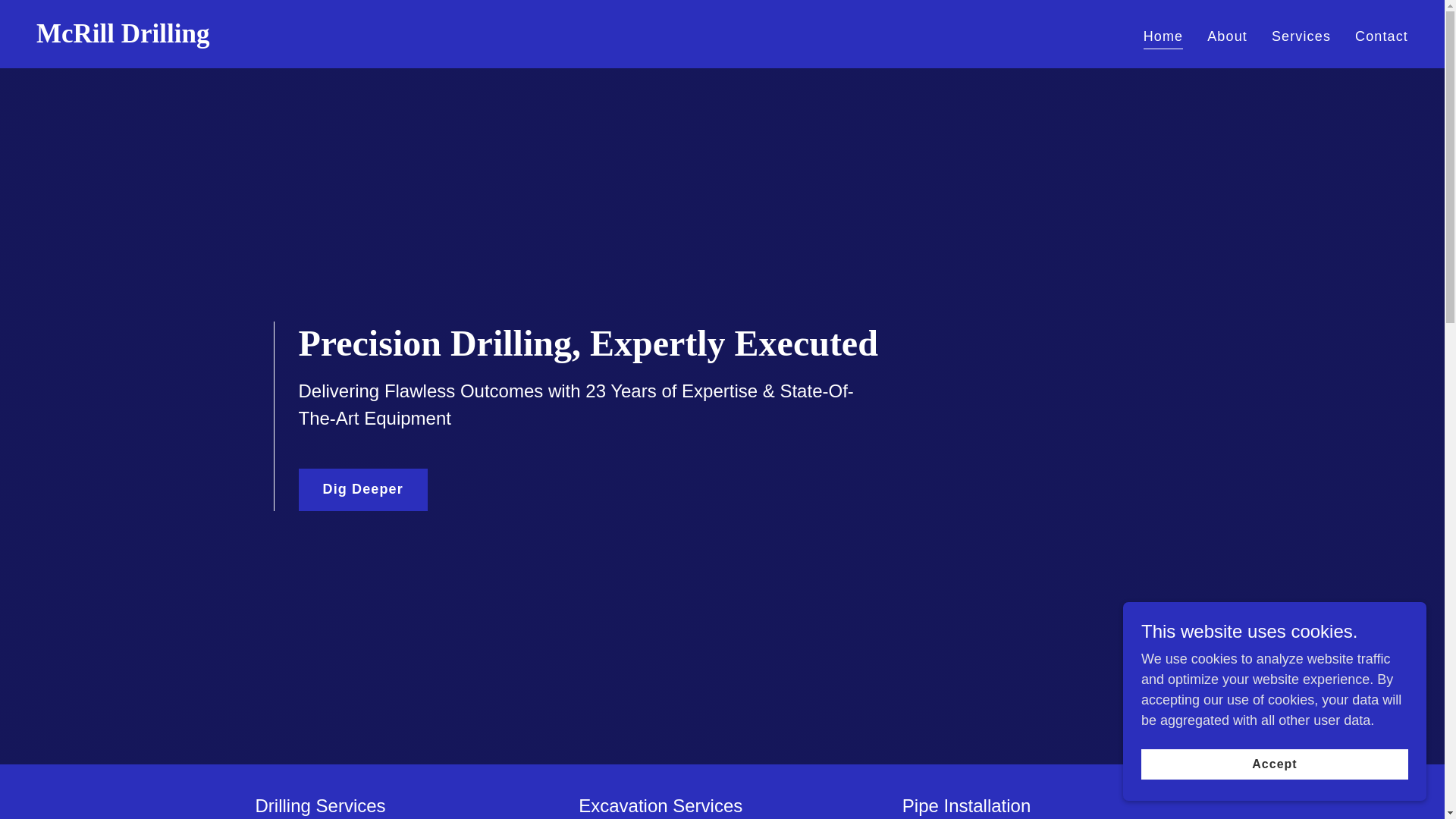 website screenshot of https://mcrilldrillingandexcavating.com/